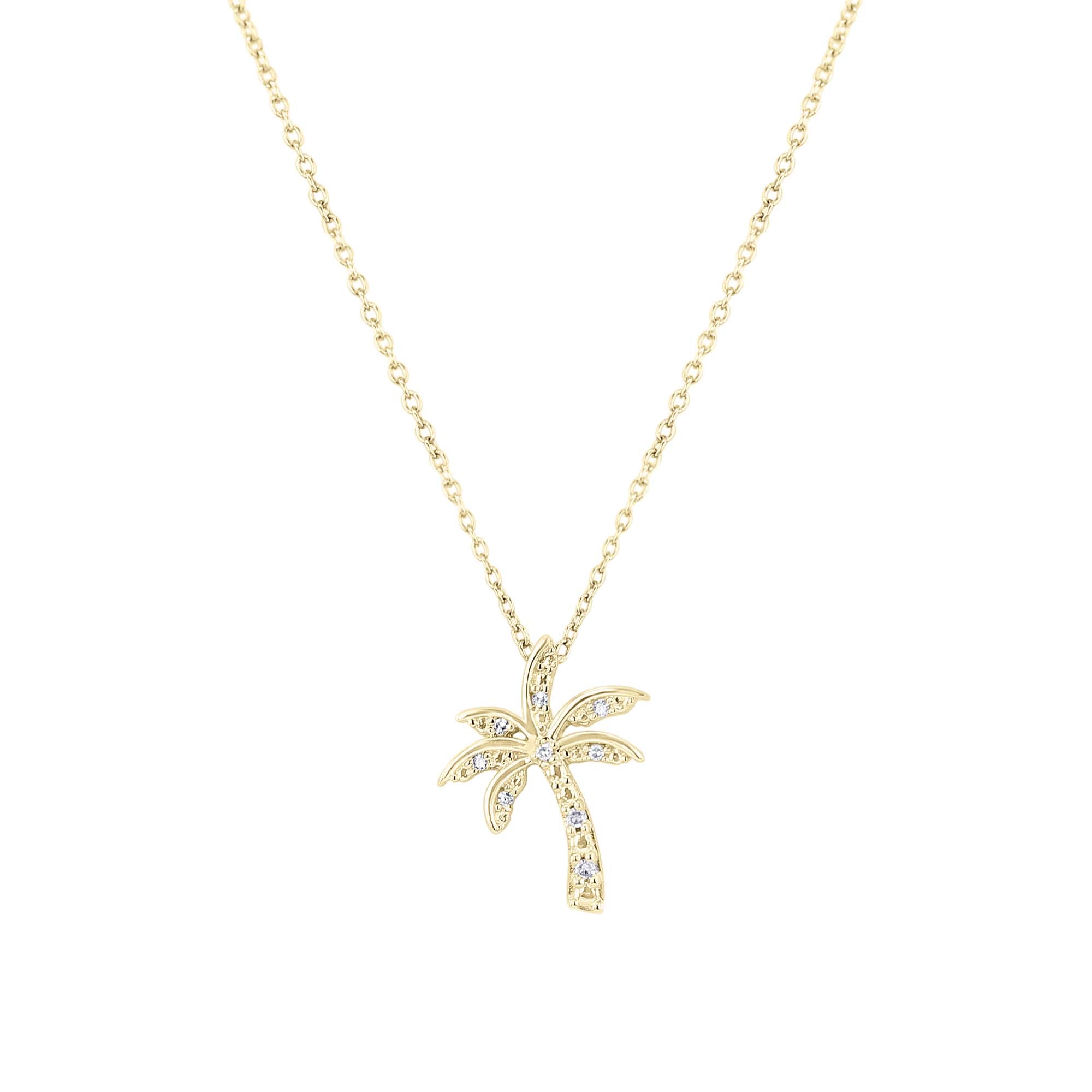 Silver Palm Tree Diamond Necklace