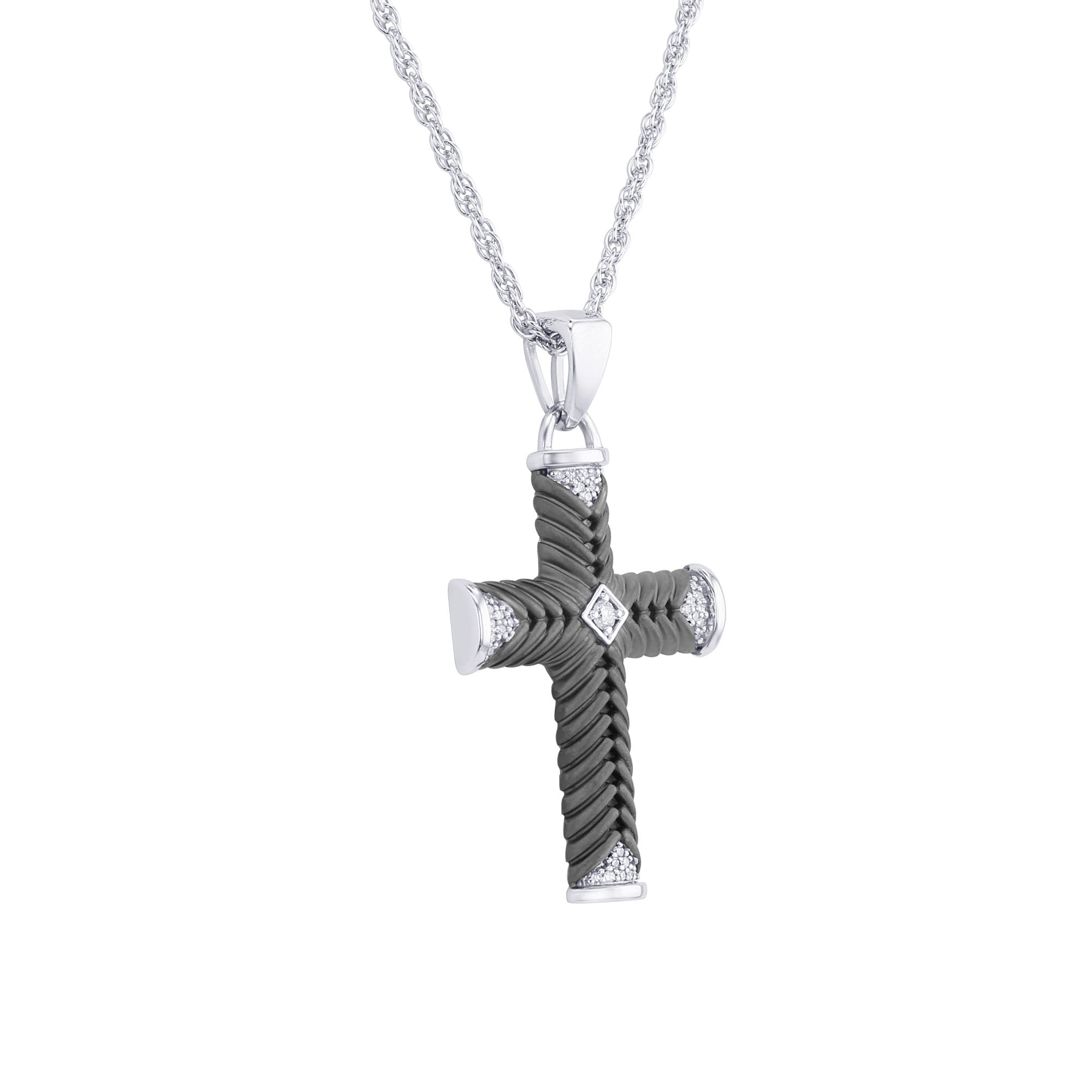 Woven Cross Diamond Necklace