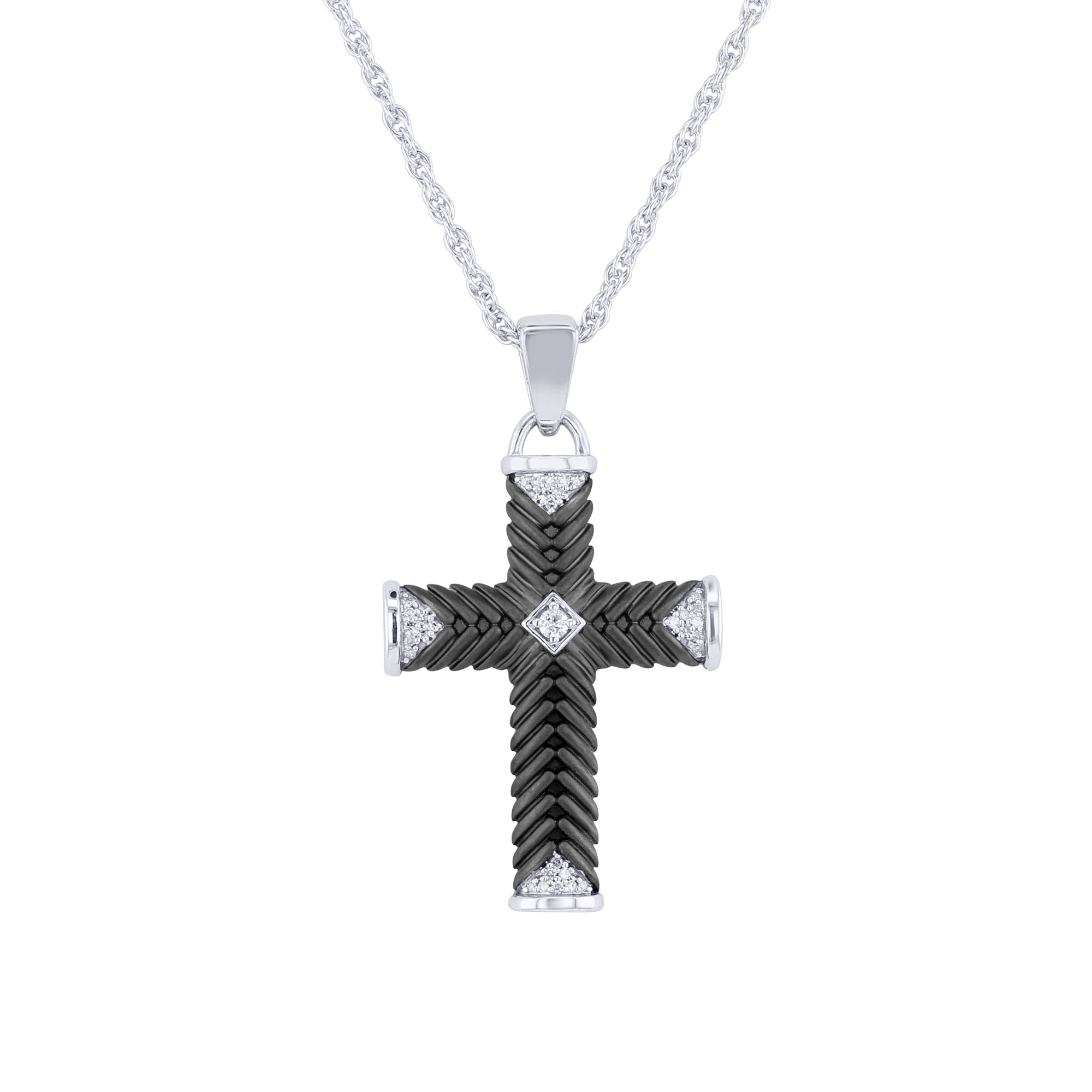 Woven Cross Diamond Necklace