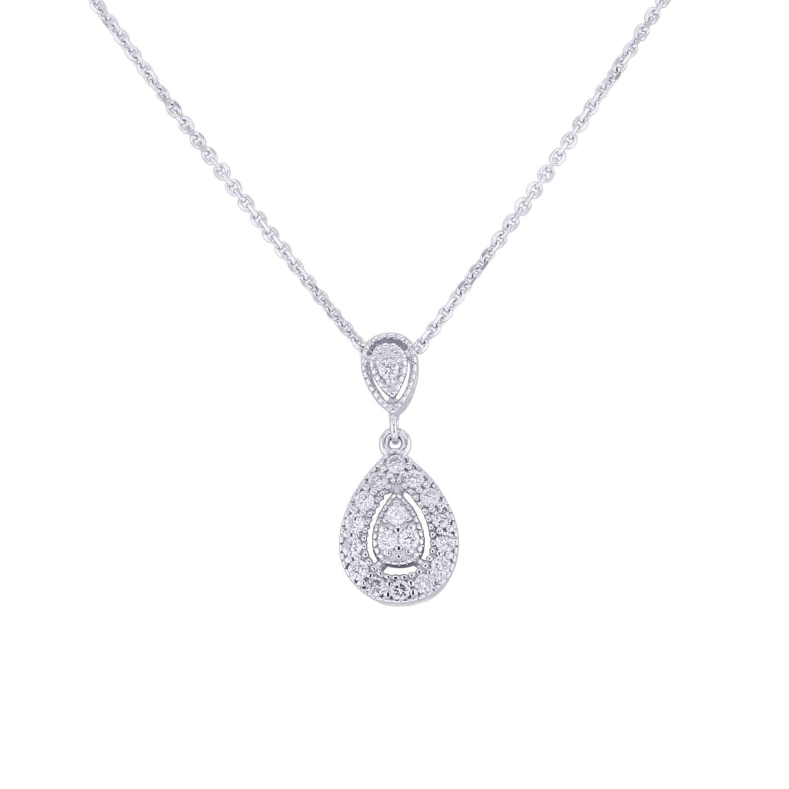Silver Serenity Diamond Drop Necklace