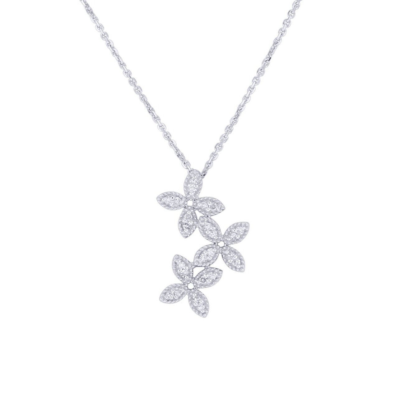 Silver Floating Floral Diamond Necklace