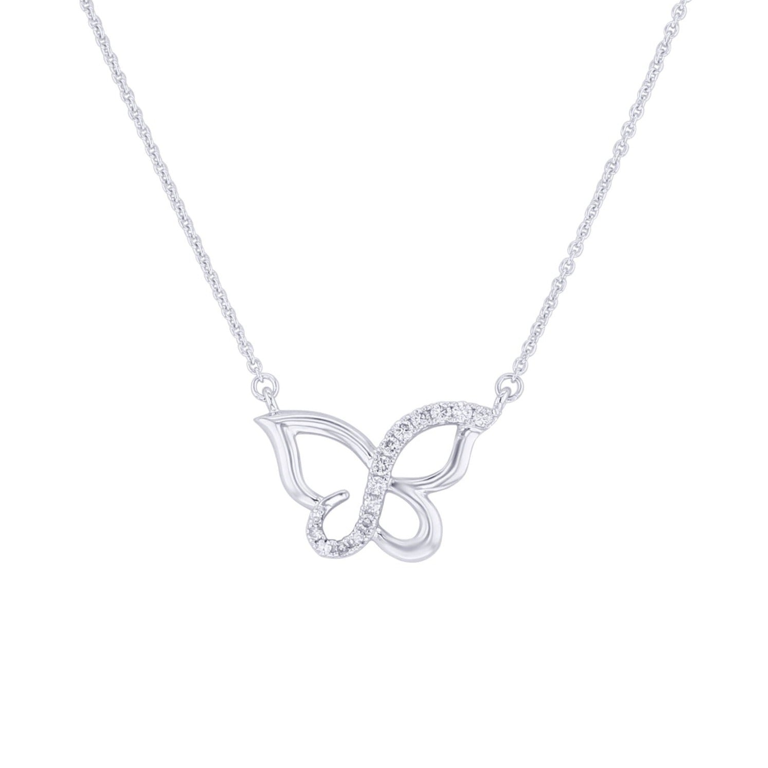 Silver Whimsical Butterfly Diamond Necklace