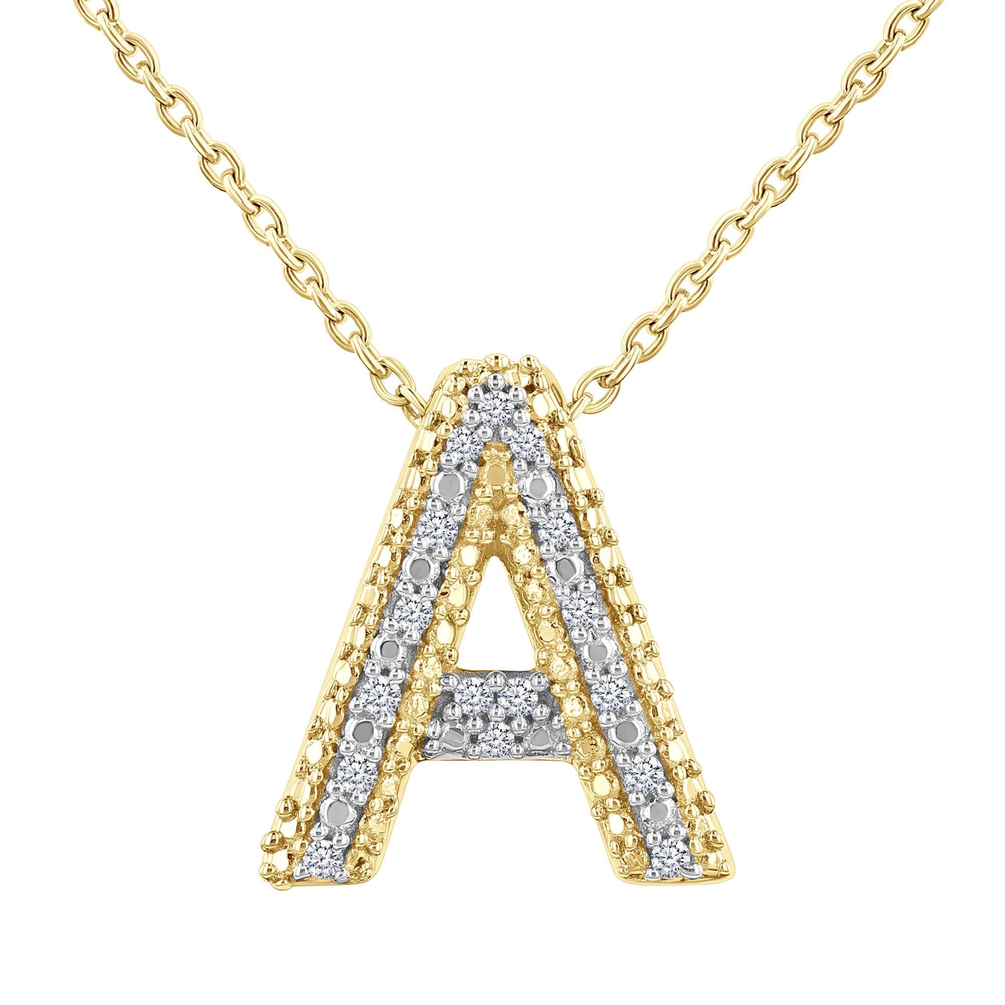 Silver Bubble Initial Diamond Necklace