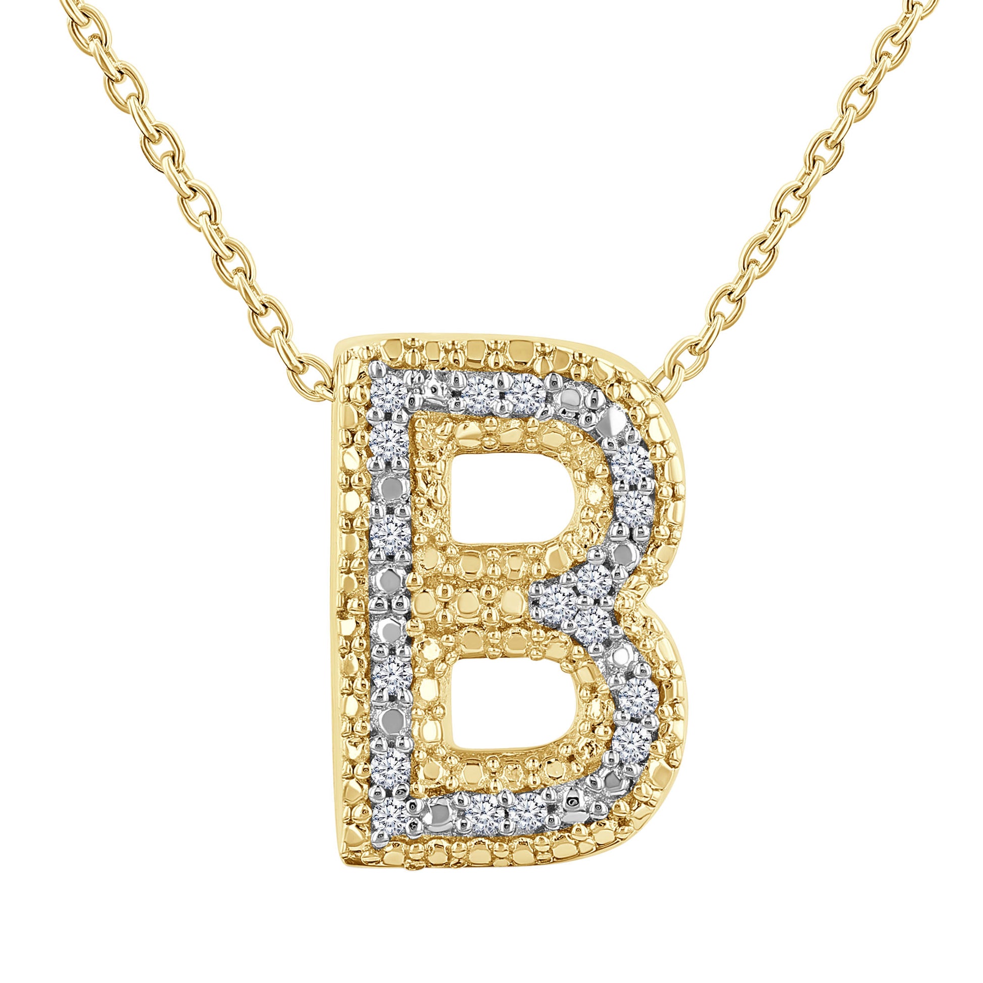 Silver Bubble Initial Diamond Necklace