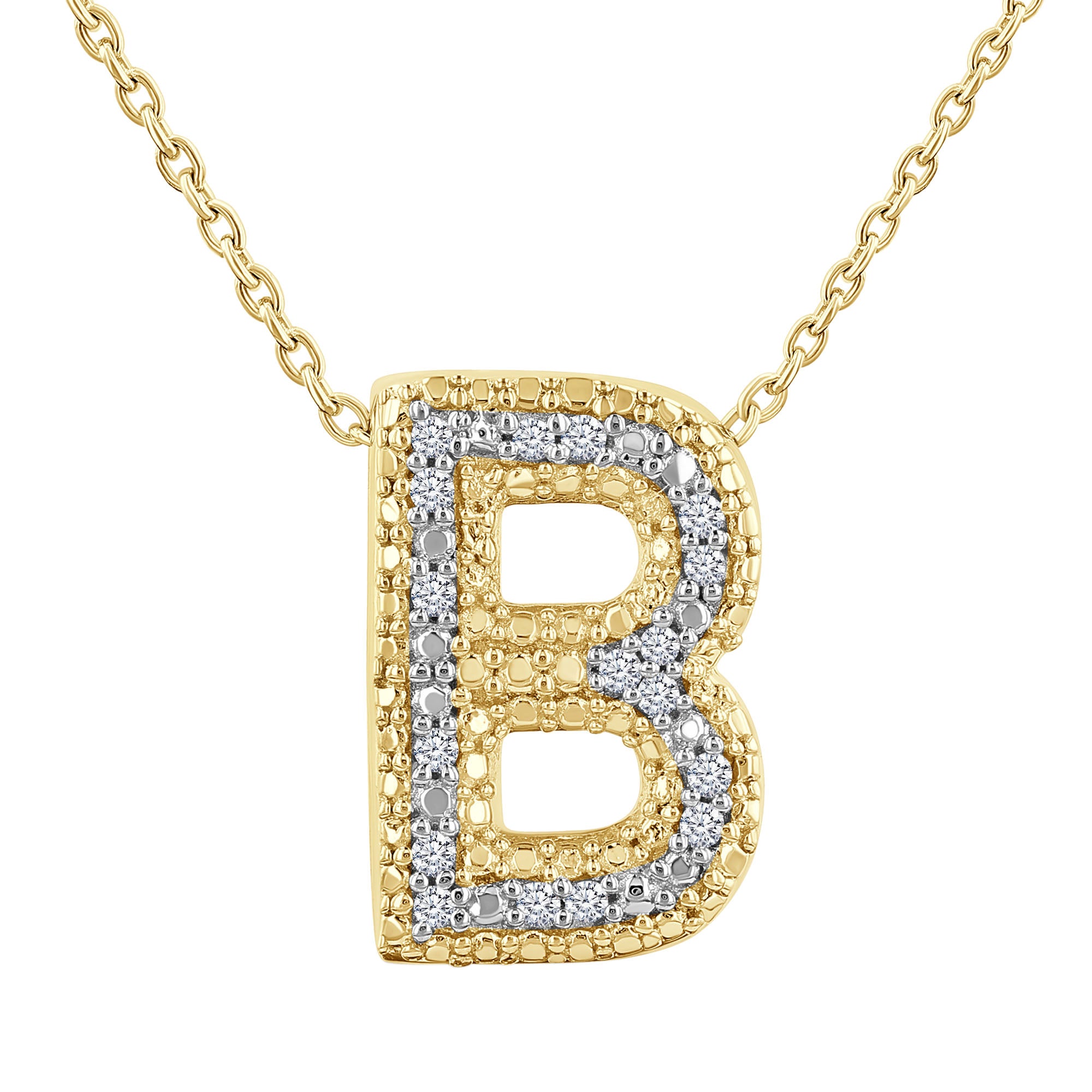 Silver Bubble Initial Diamond Necklace