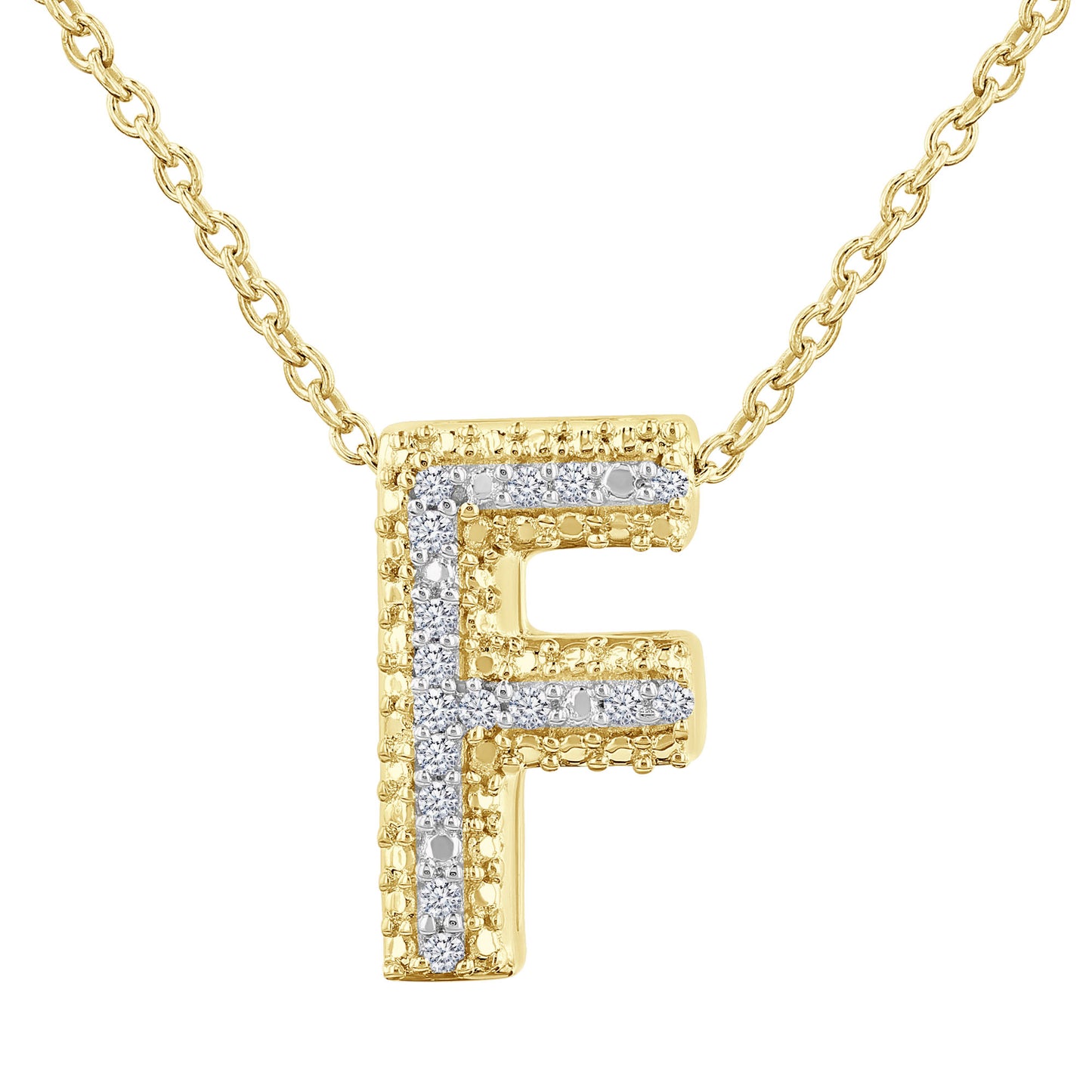 Silver Bubble Initial Diamond Necklace