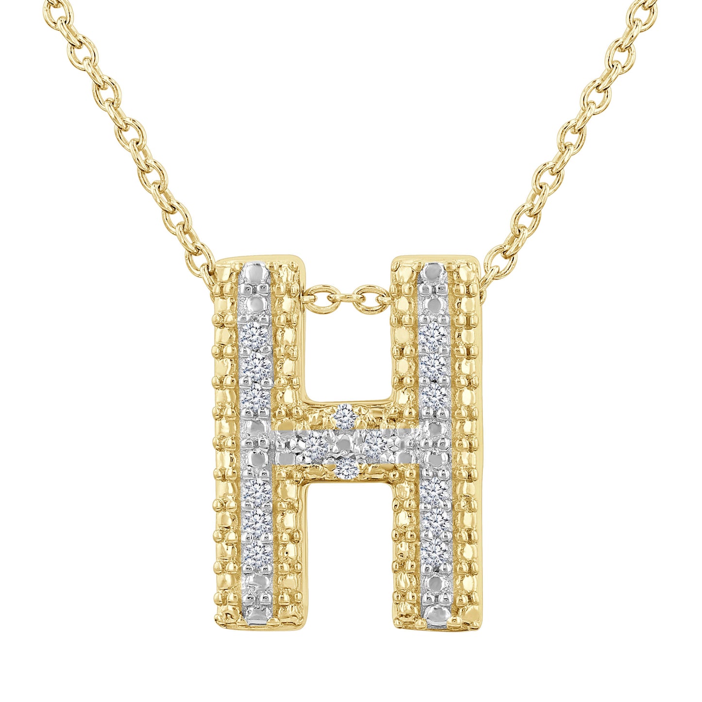 Silver Bubble Initial Diamond Necklace