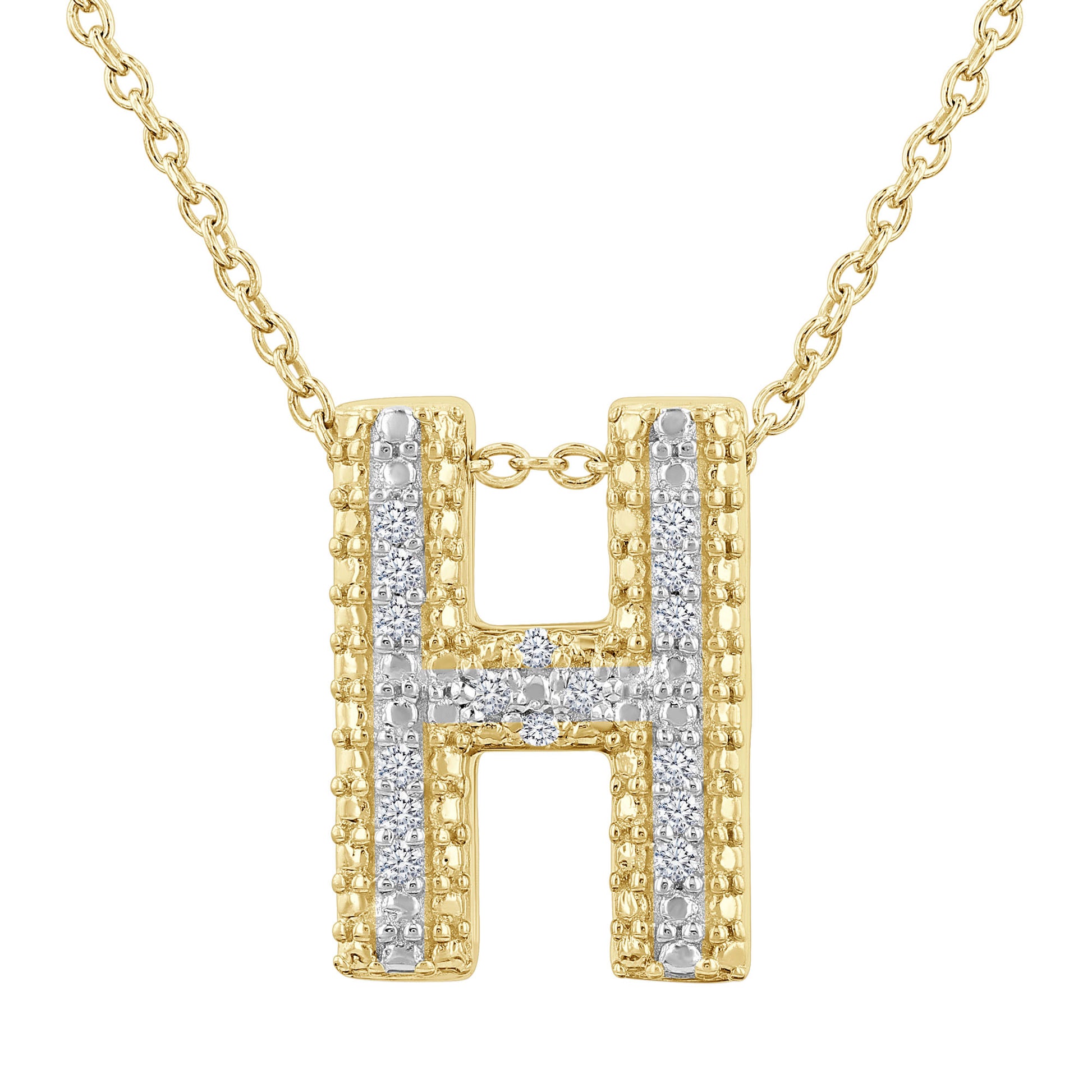 Silver Bubble Initial Diamond Necklace