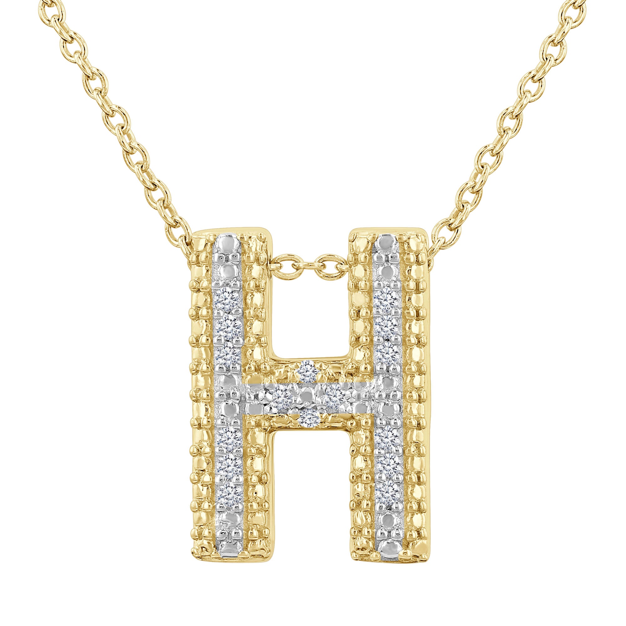 Silver Bubble Initial Diamond Necklace