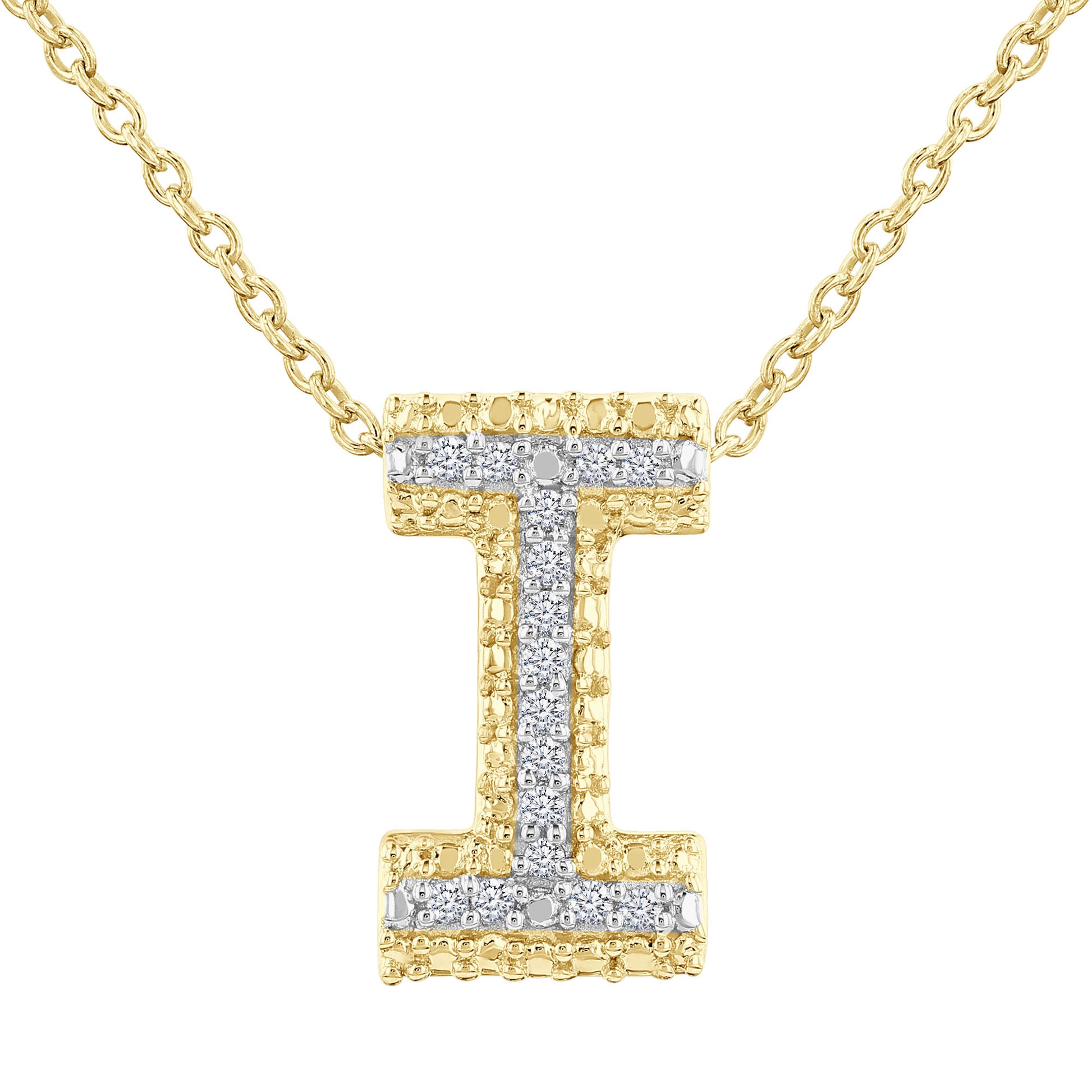 Silver Bubble Initial Diamond Necklace