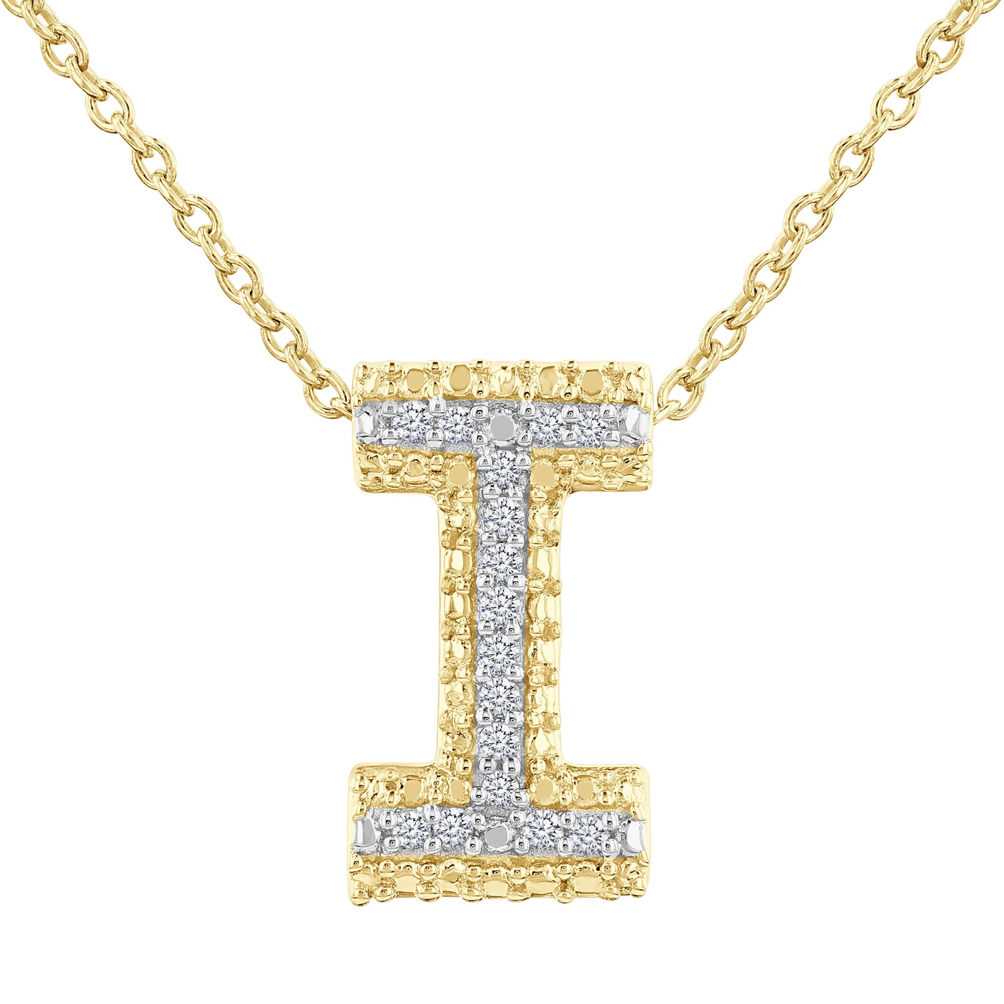 Silver Bubble Initial Diamond Necklace