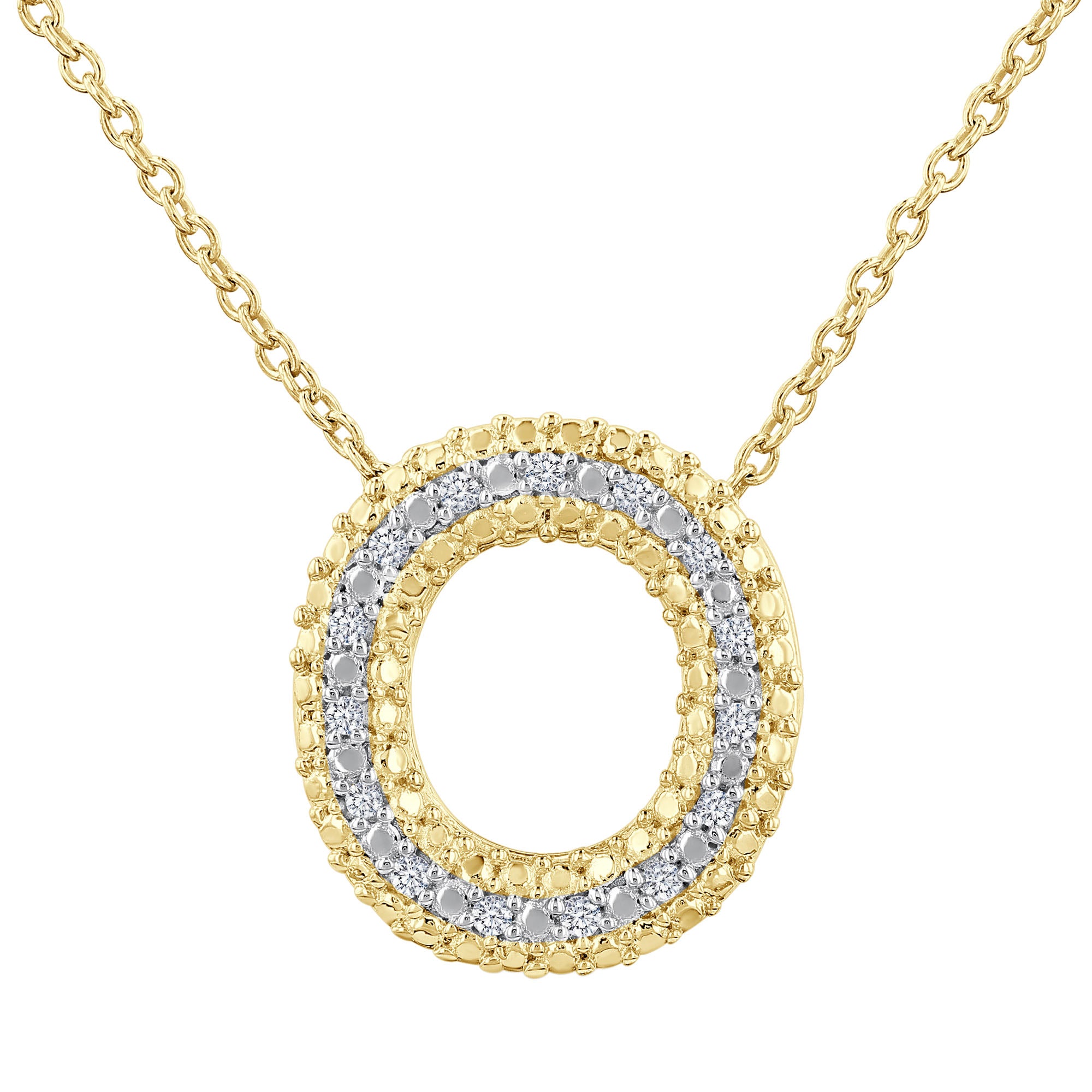Silver Bubble Initial Diamond Necklace