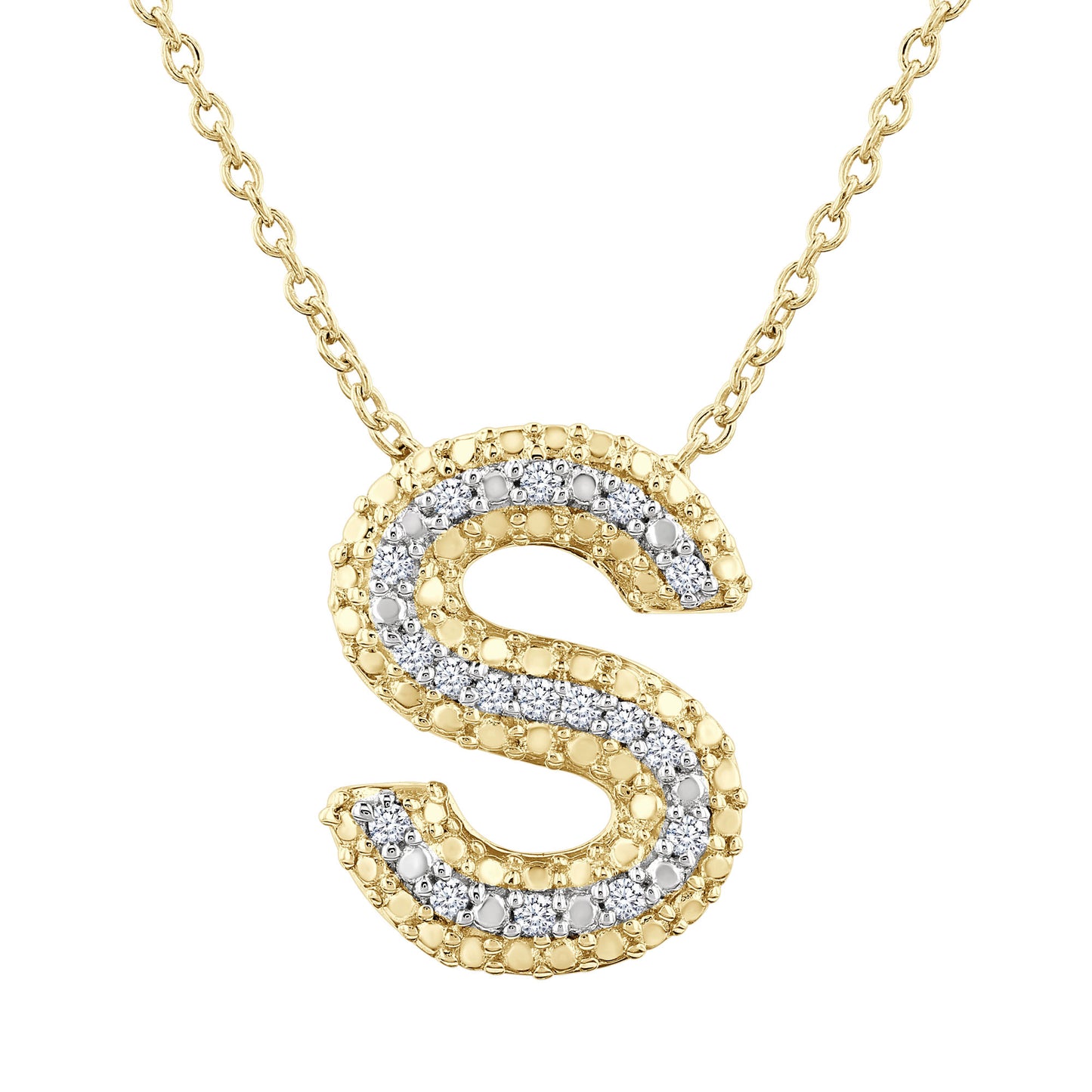 Silver Bubble Initial Diamond Necklace