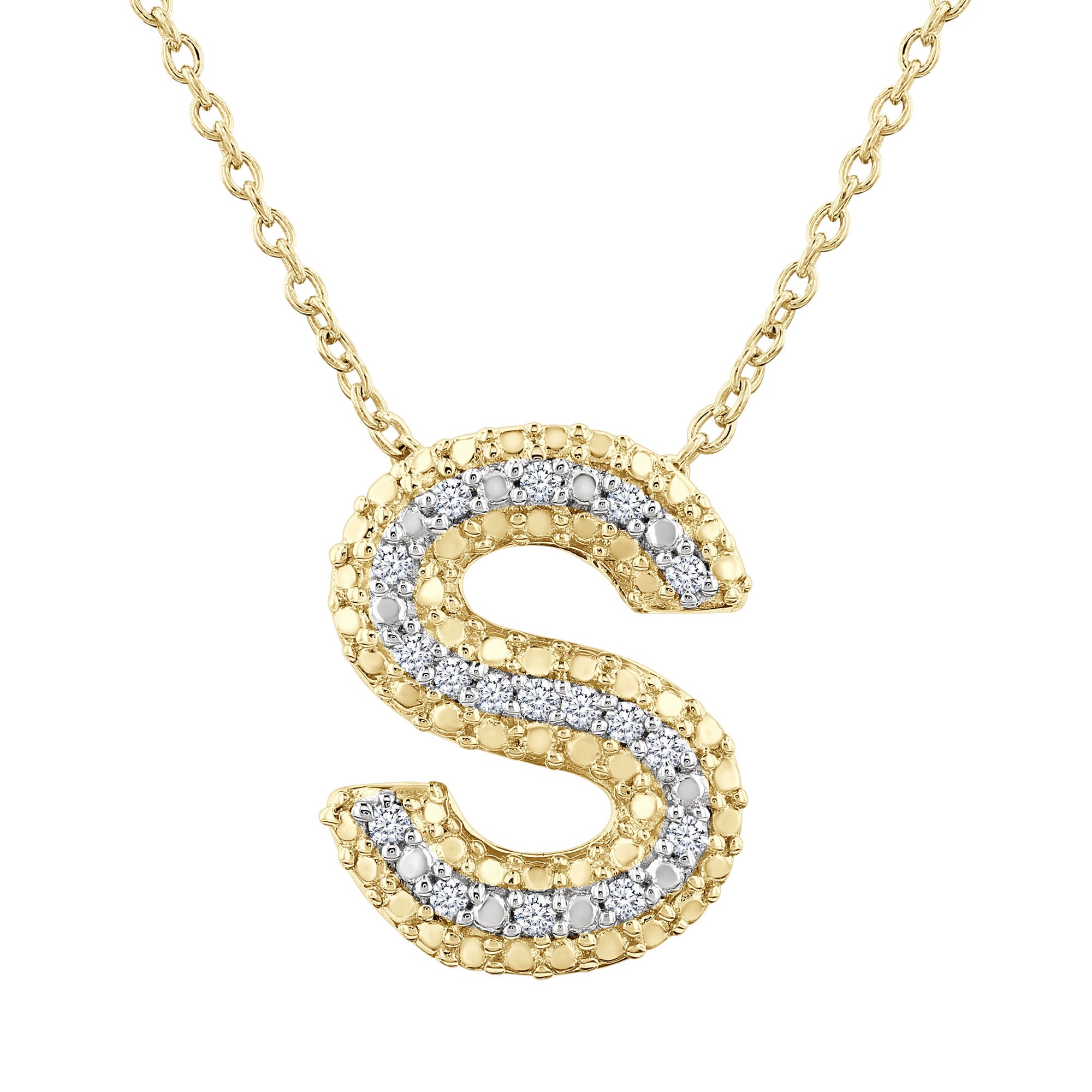 Silver Bubble Initial Diamond Necklace