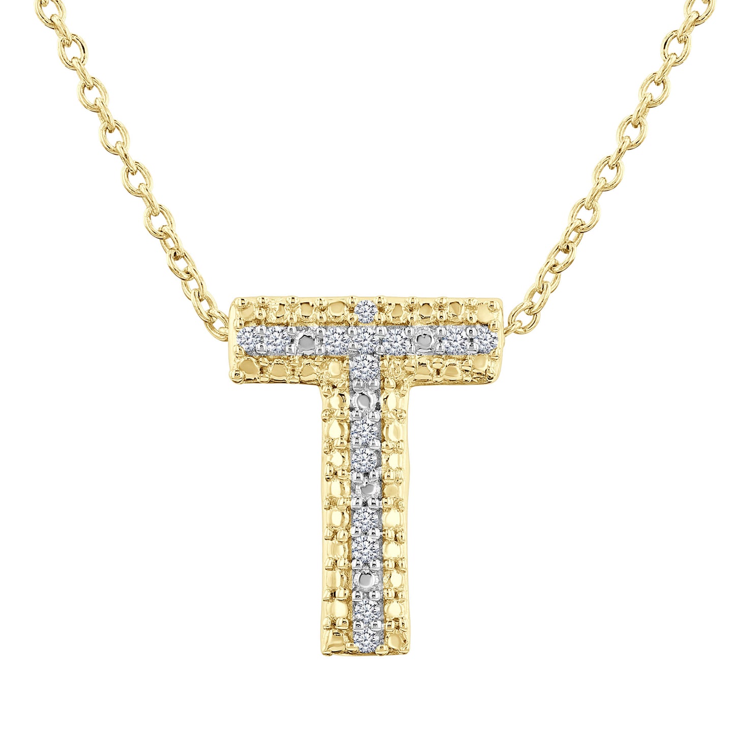 Silver Bubble Initial Diamond Necklace