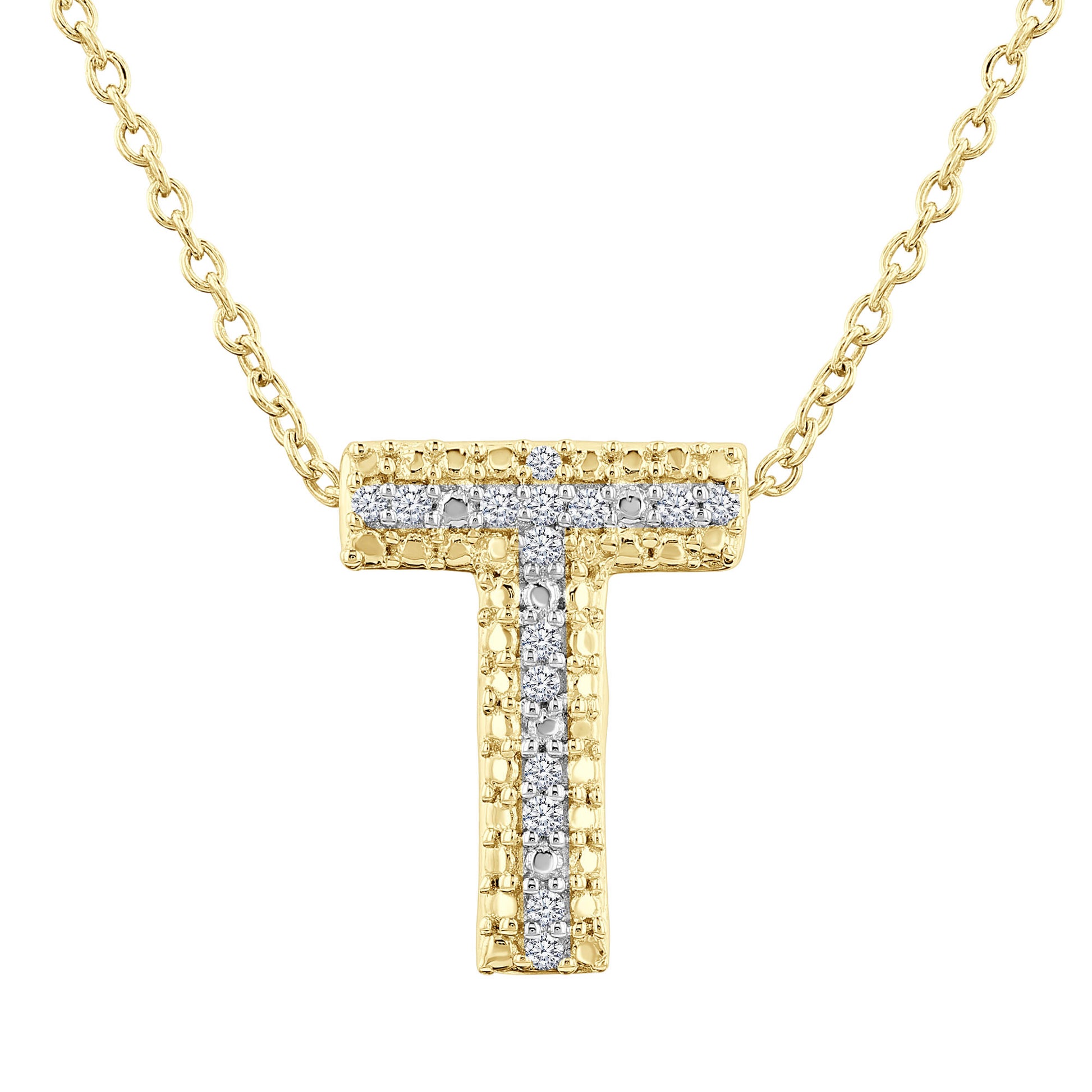 Silver Bubble Initial Diamond Necklace