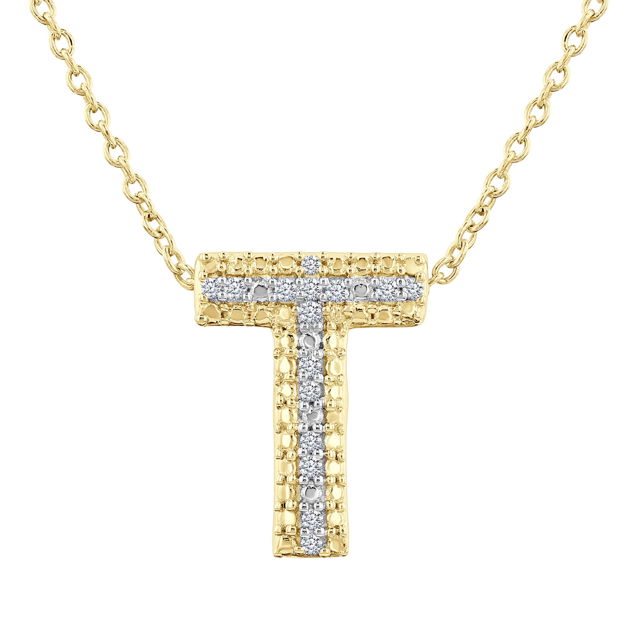 Silver Bubble Initial Diamond Necklace