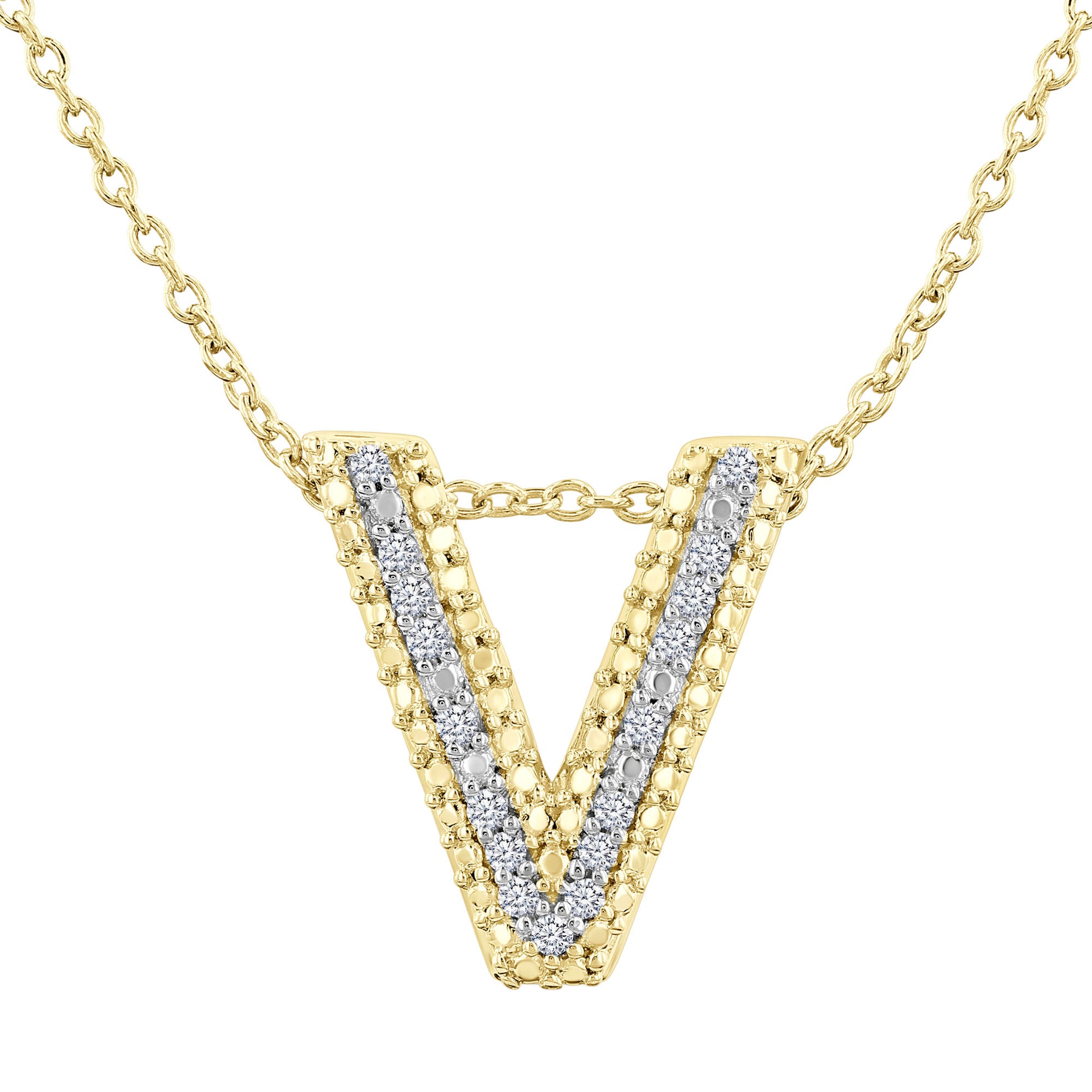 Silver Bubble Initial Diamond Necklace