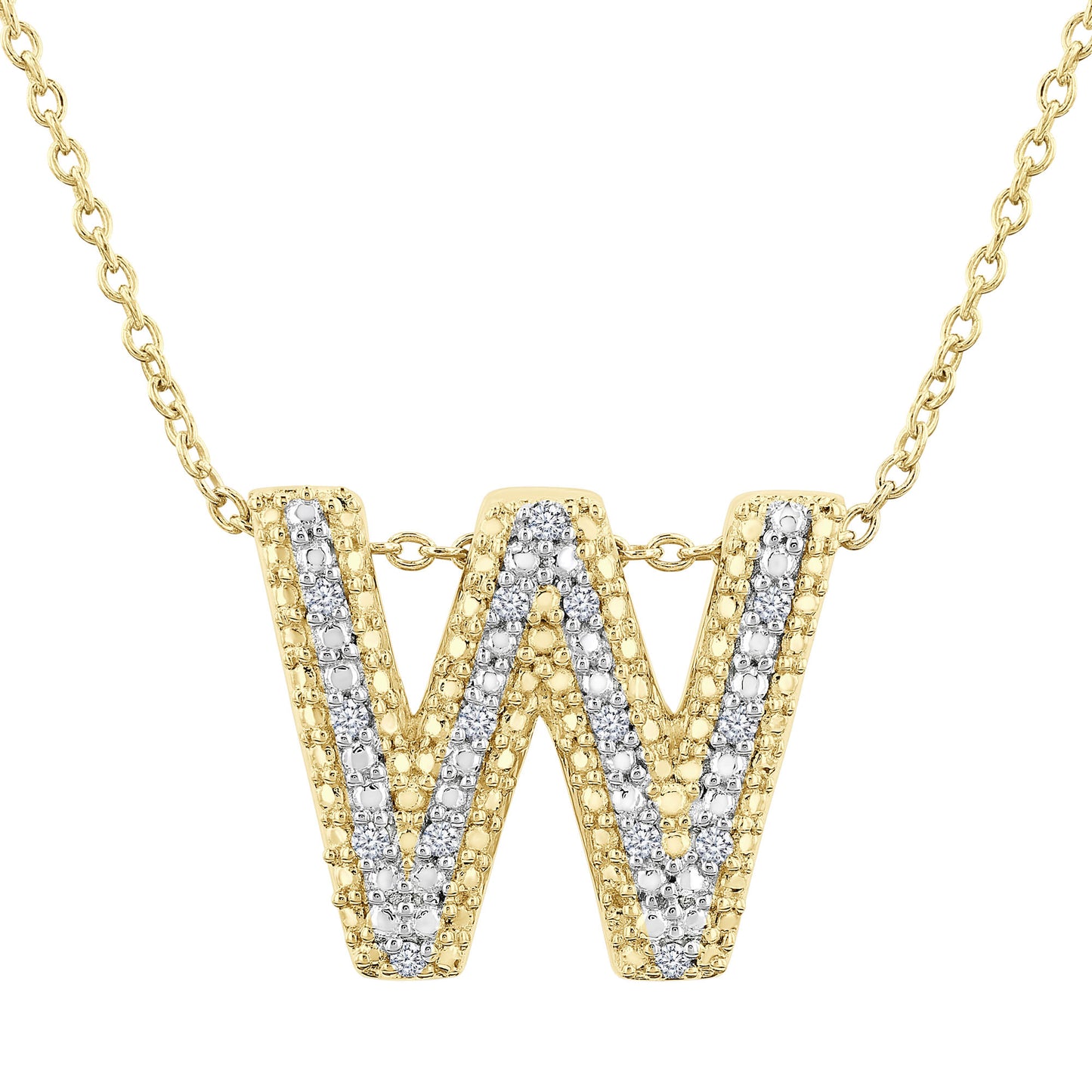 Silver Bubble Initial Diamond Necklace