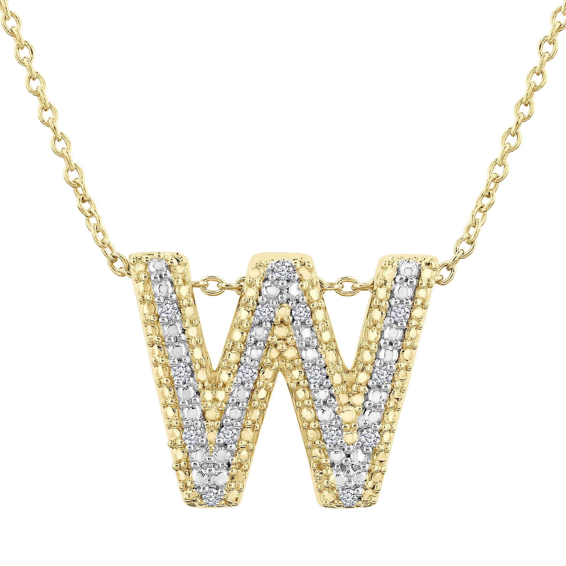 Silver Bubble Initial Diamond Necklace