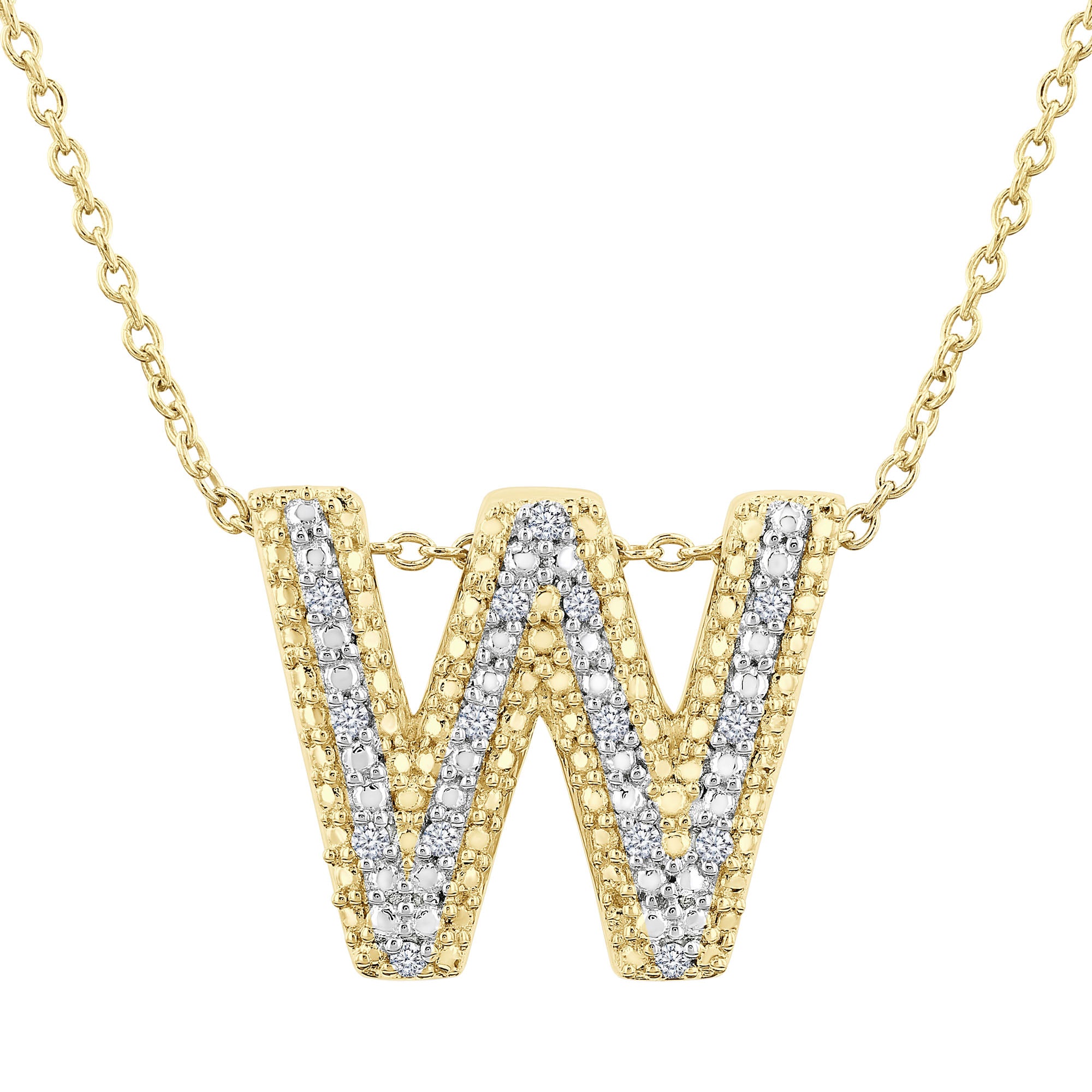 Silver Bubble Initial Diamond Necklace