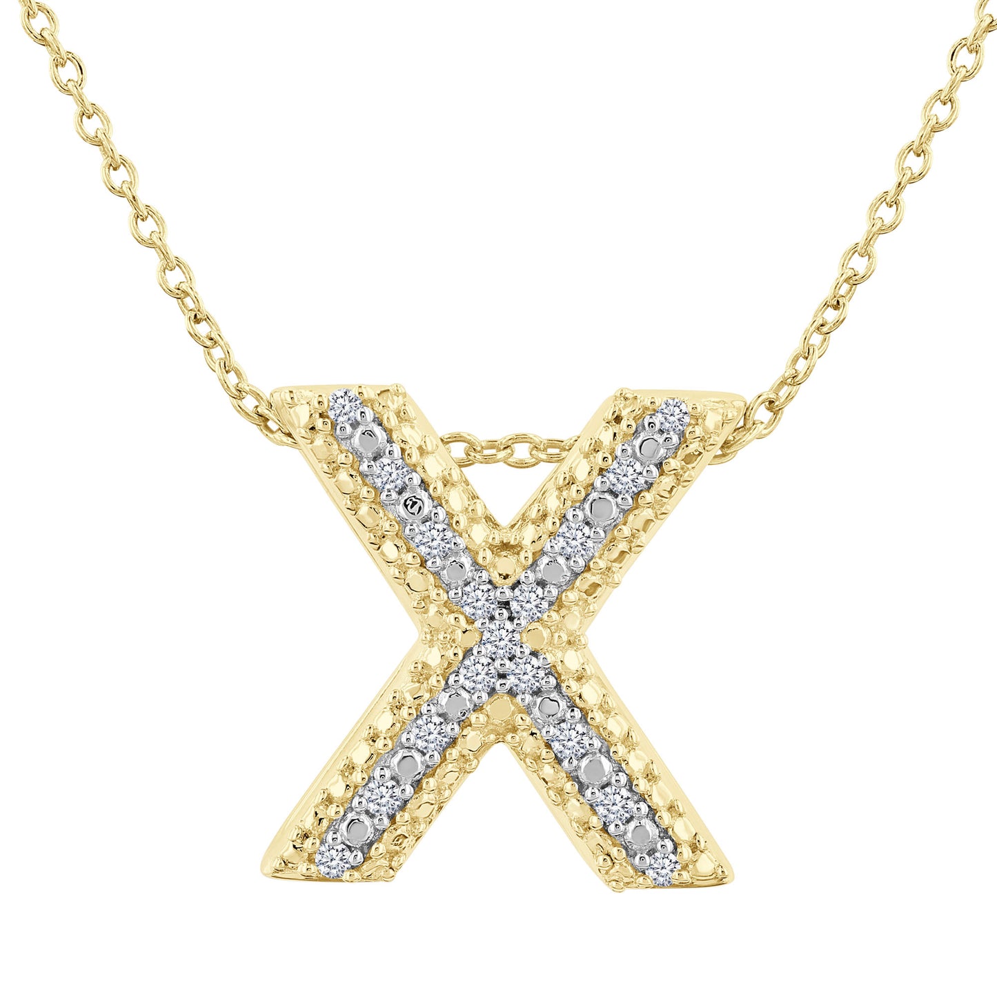 Silver Bubble Initial Diamond Necklace