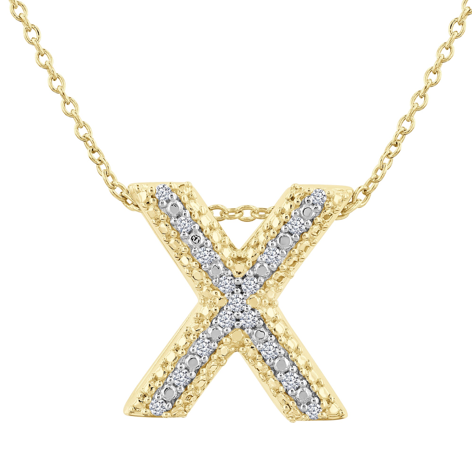 Silver Bubble Initial Diamond Necklace