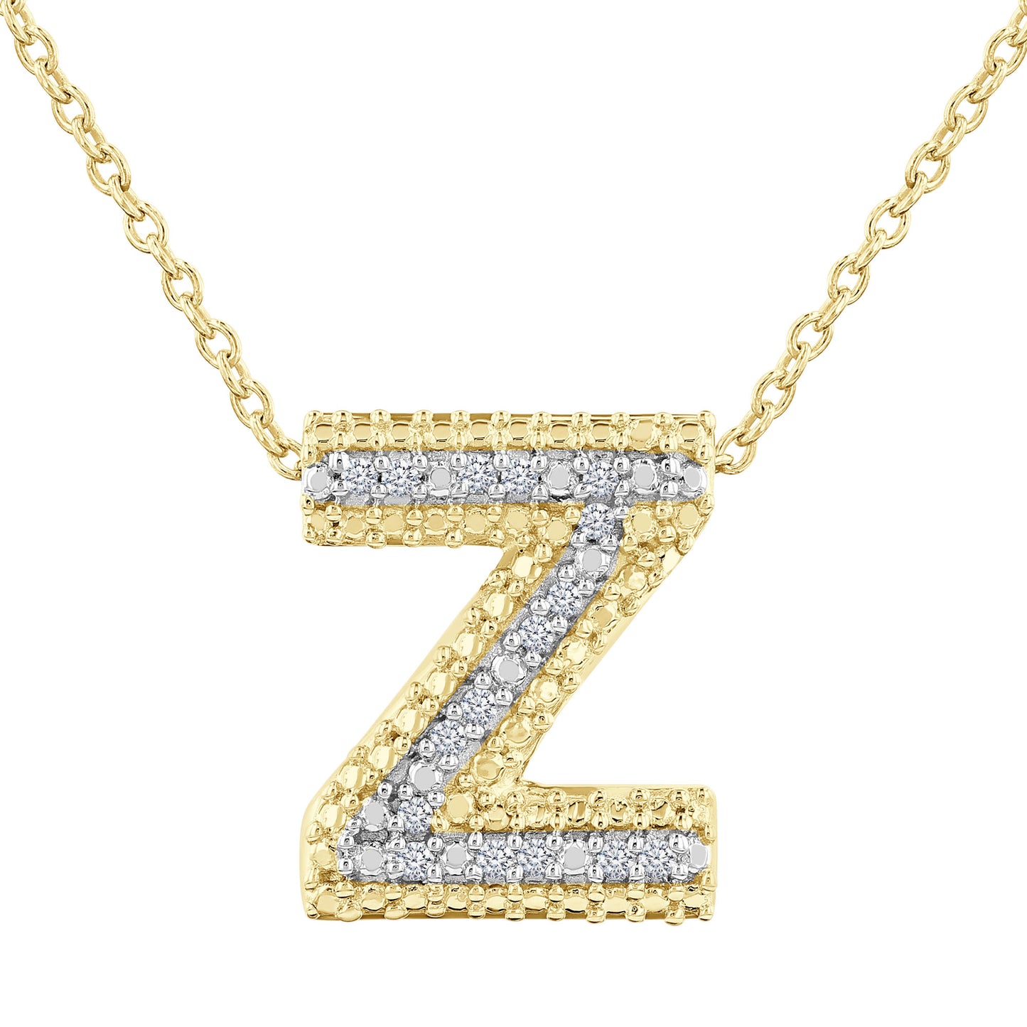 Silver Bubble Initial Diamond Necklace