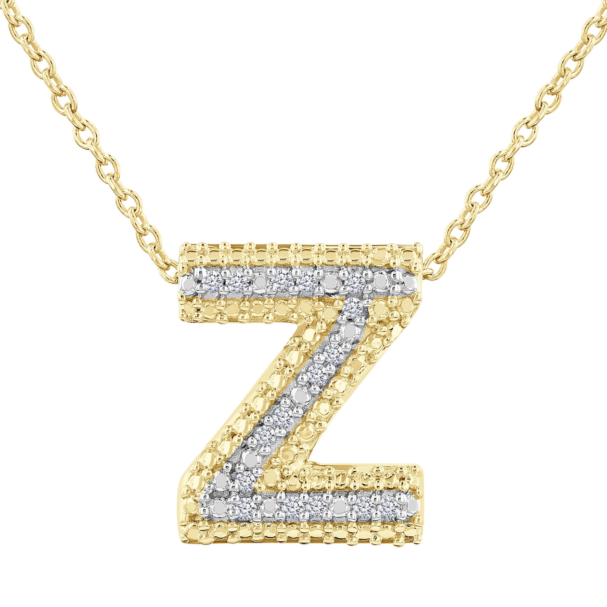 Silver Bubble Initial Diamond Necklace