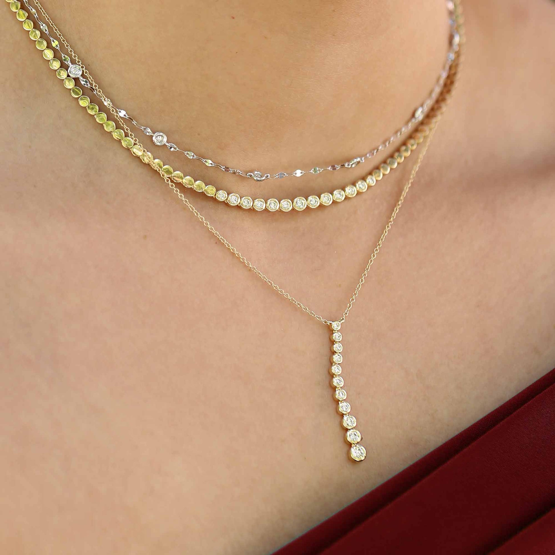 Bezel Station Sparkle Chain Diamond Necklace