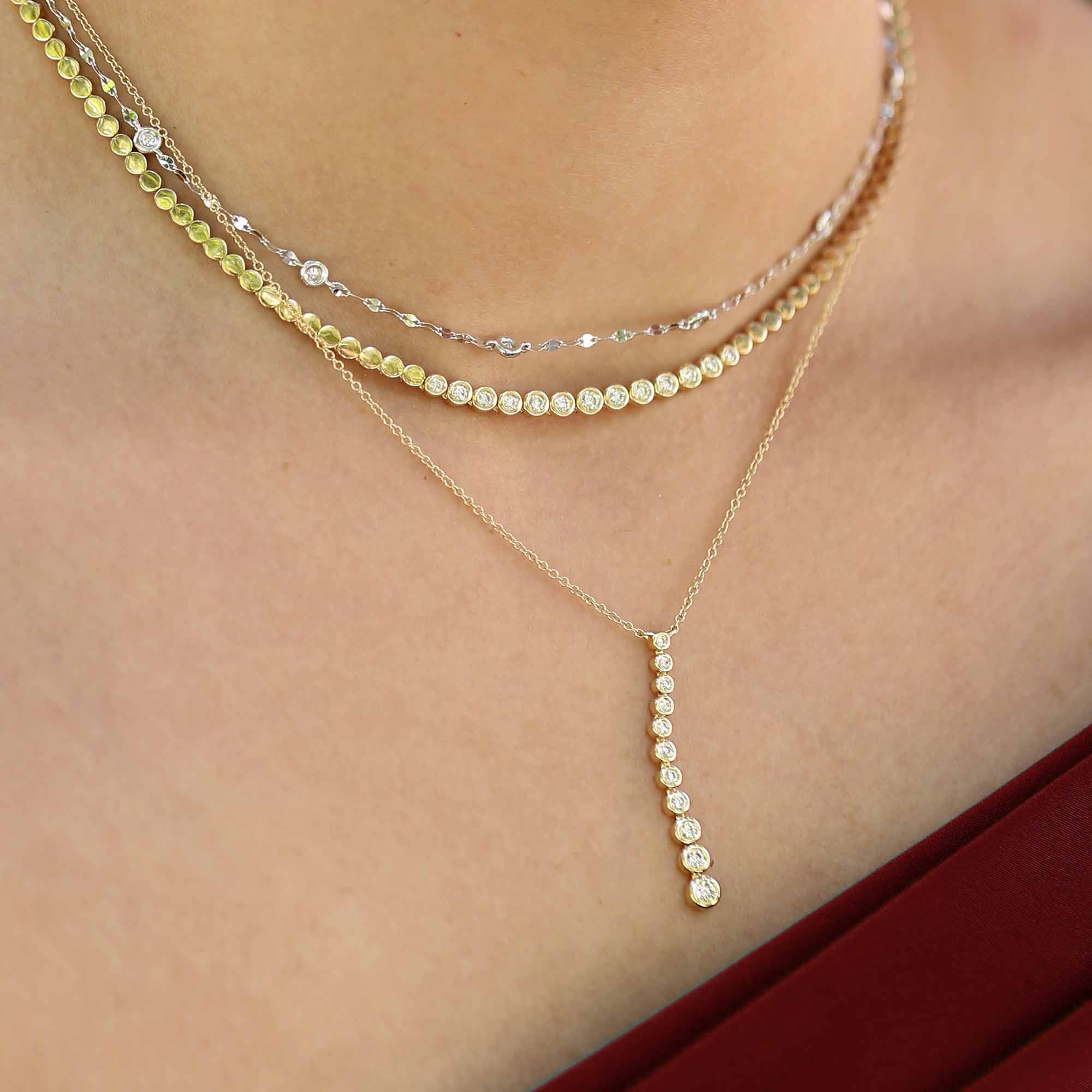 Bezel Station Sparkle Chain Diamond Necklace