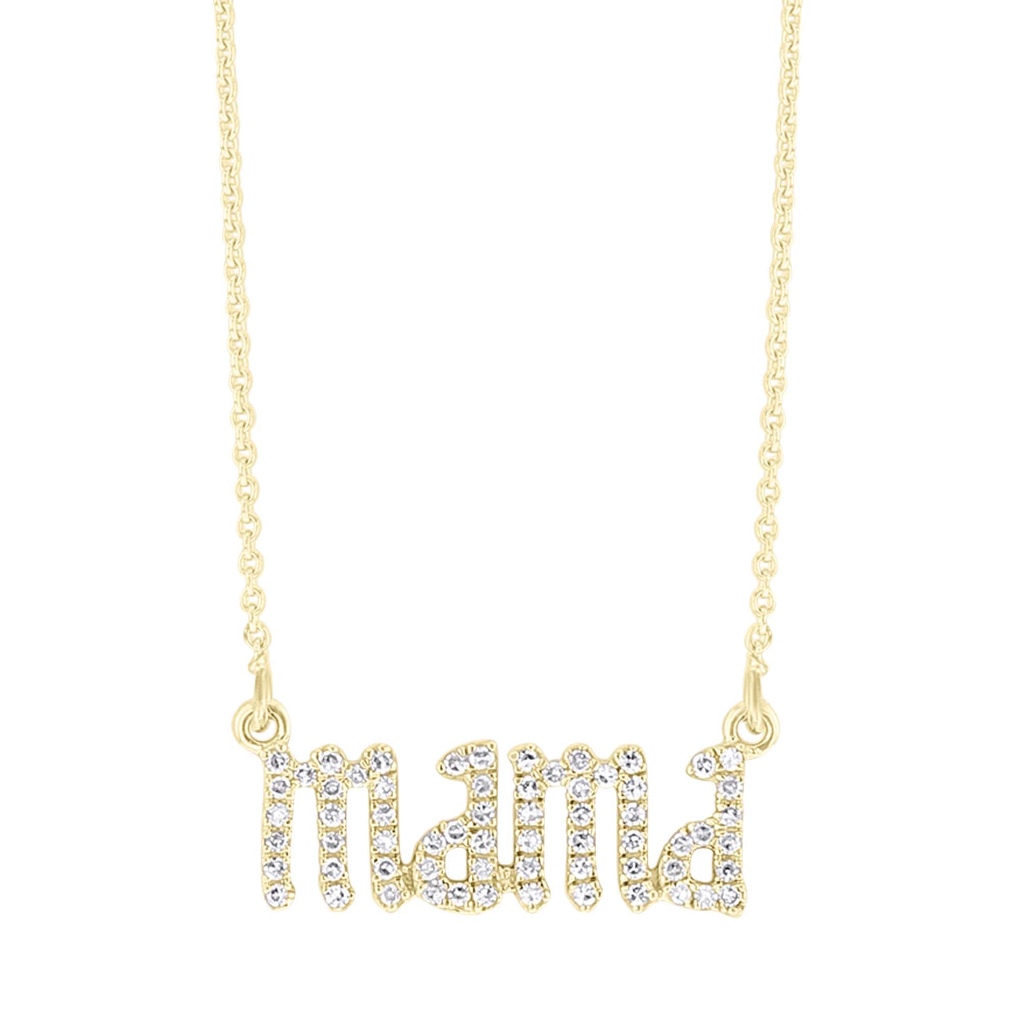 Mama Gothic Letter Diamond Necklace