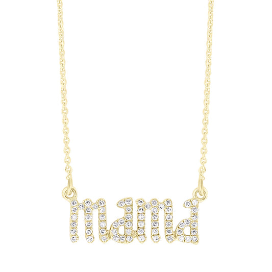 Mama Gothic Letter Diamond Necklace