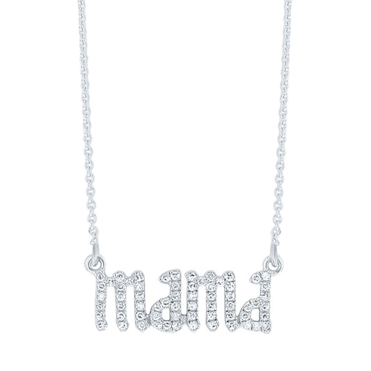Silver Mama Gothic Letter Diamond Necklace