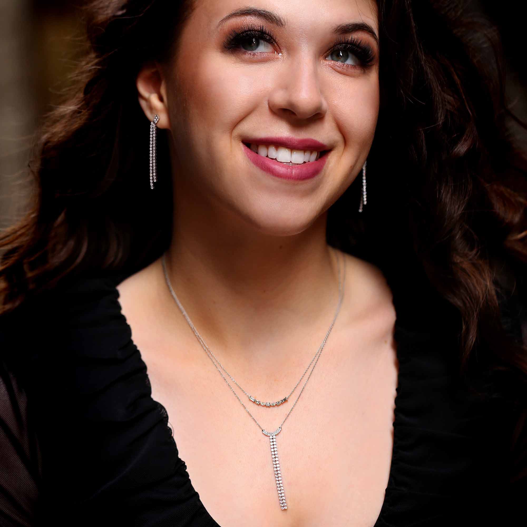 Crescent Falls Double Drop Diamond Necklace