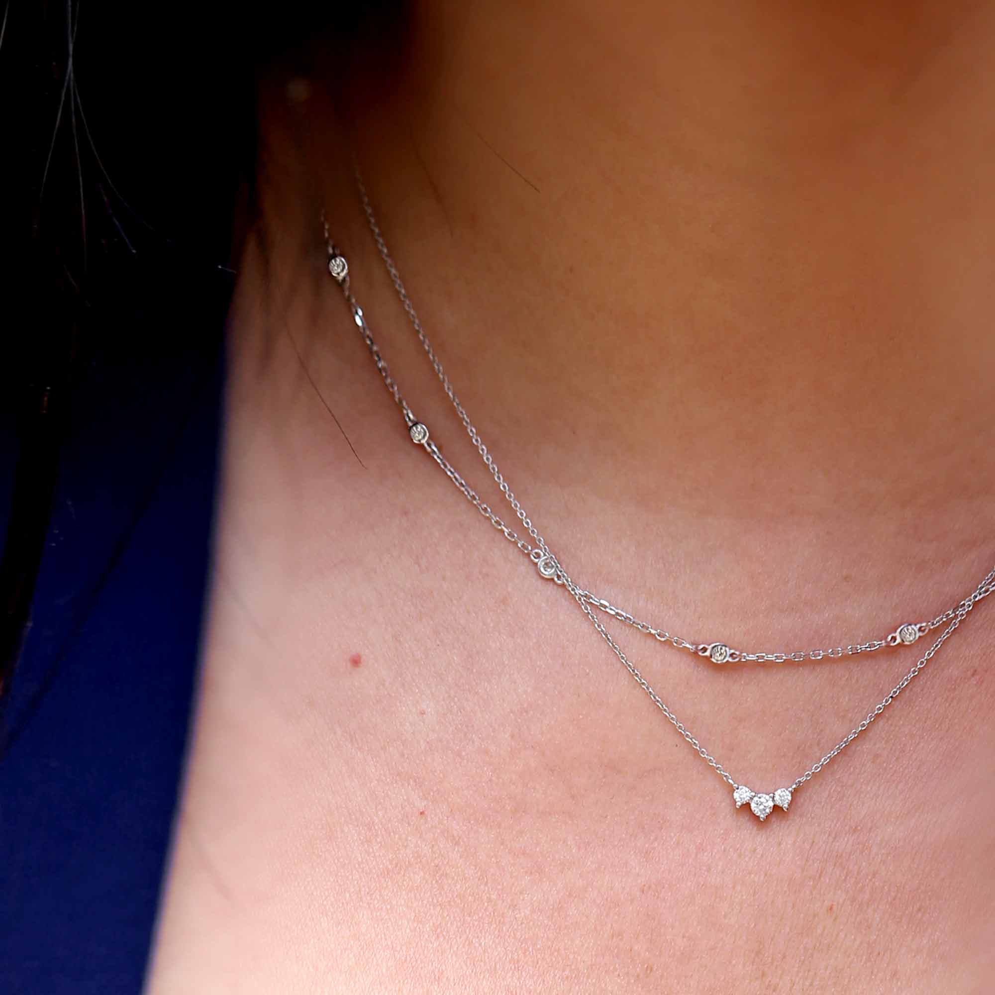 Iris Three Stone Diamond Necklace- 1/6ct