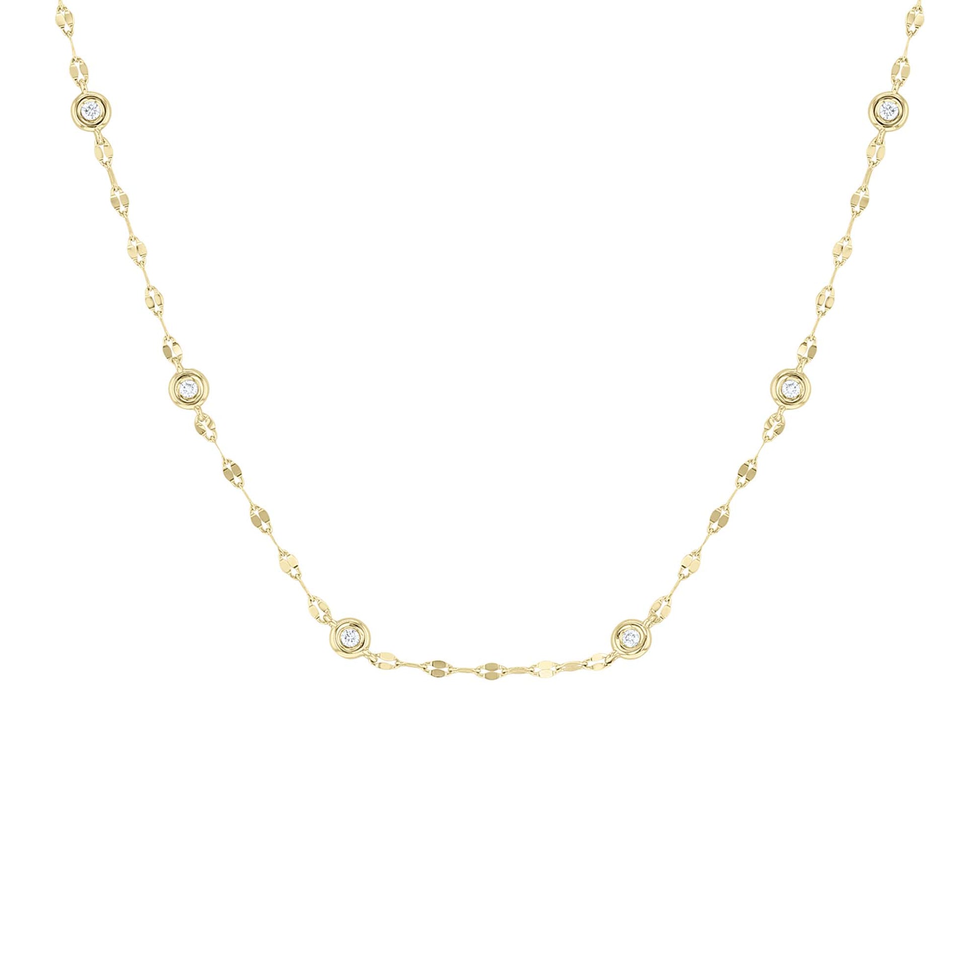 Bezel Station Sparkle Chain Diamond Necklace