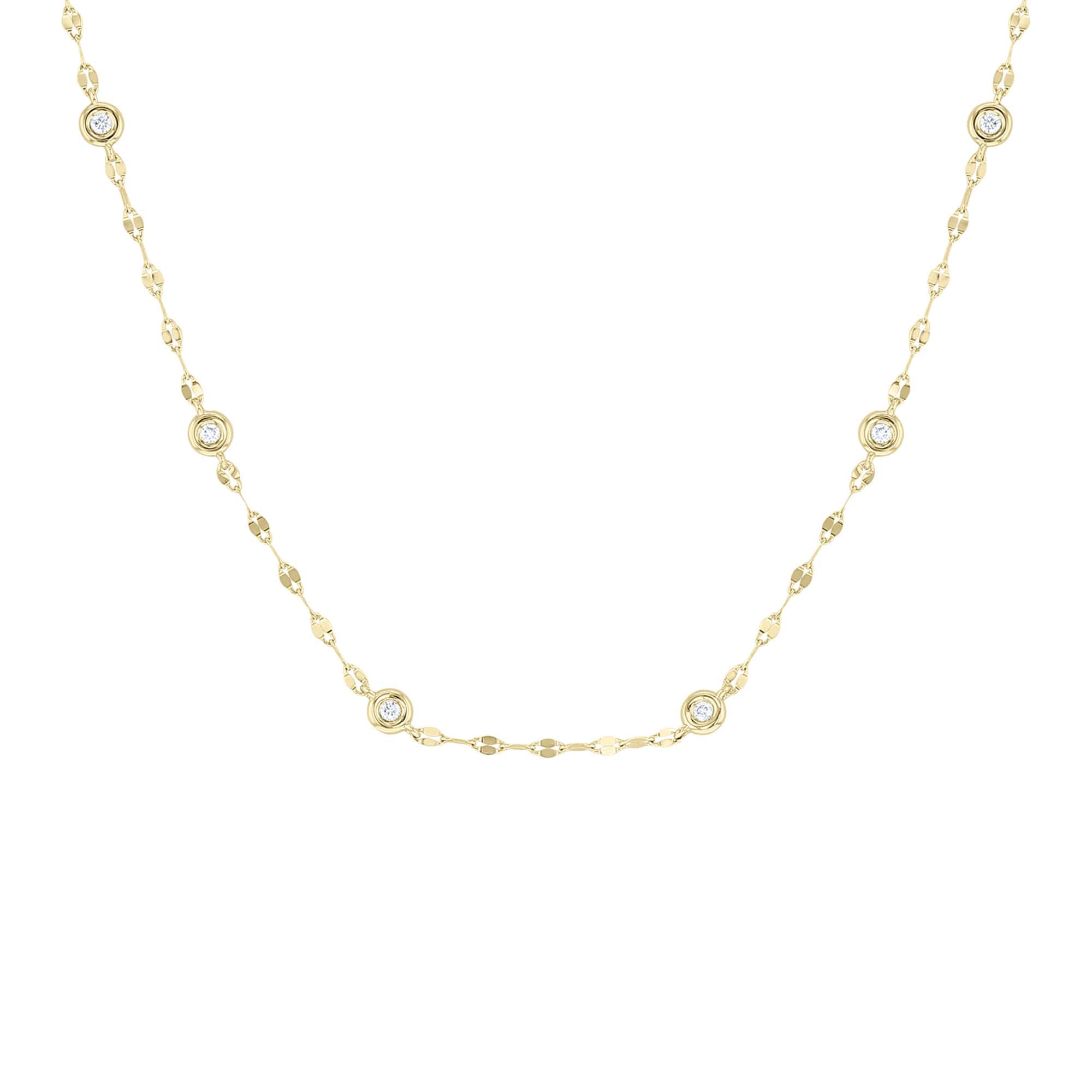 Bezel Station Sparkle Chain Diamond Necklace