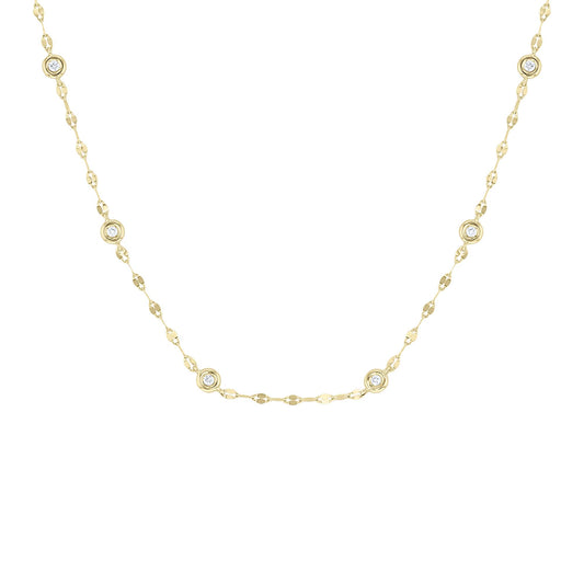 Bezel Station Sparkle Chain Diamond Necklace