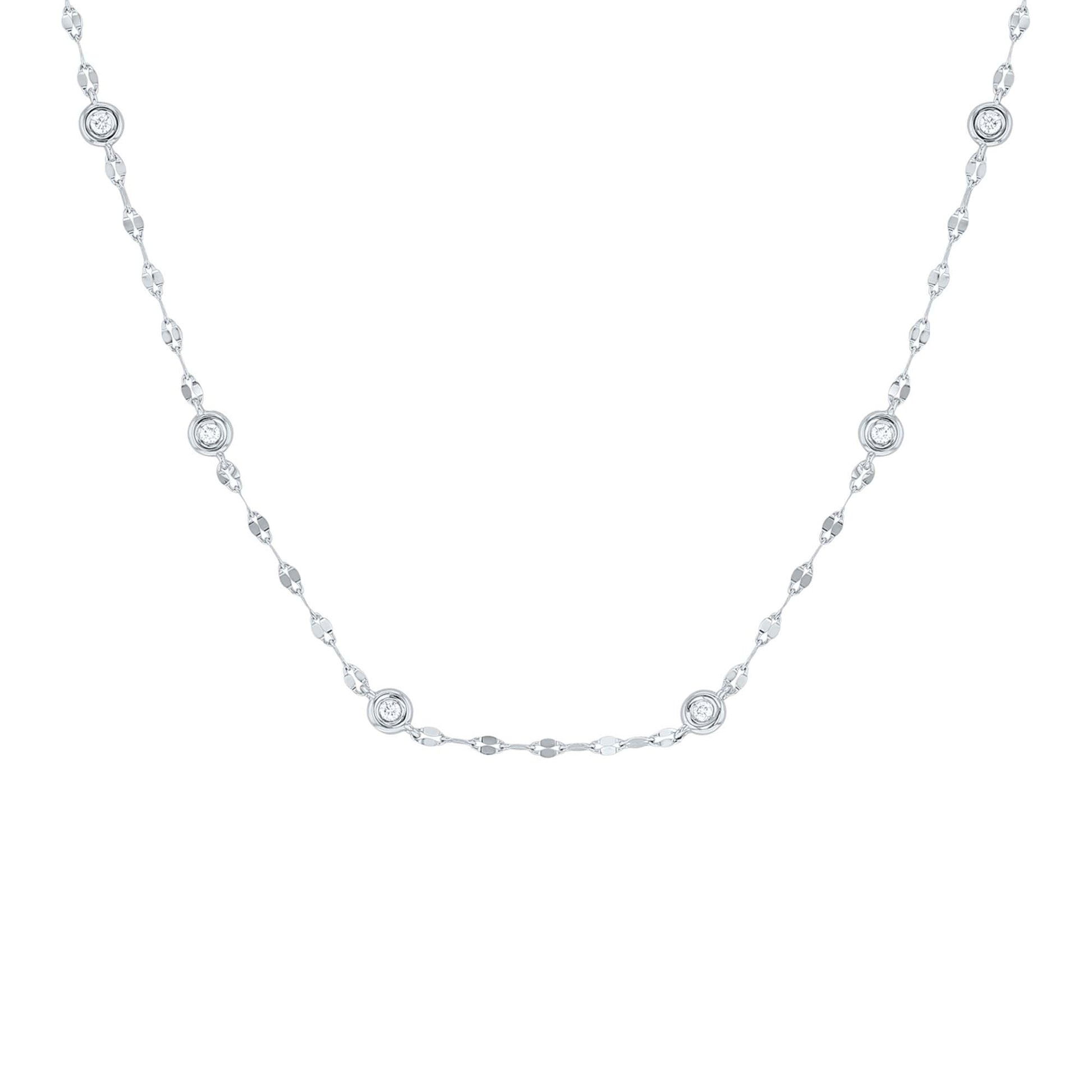 Bezel Station Sparkle Chain Diamond Necklace
