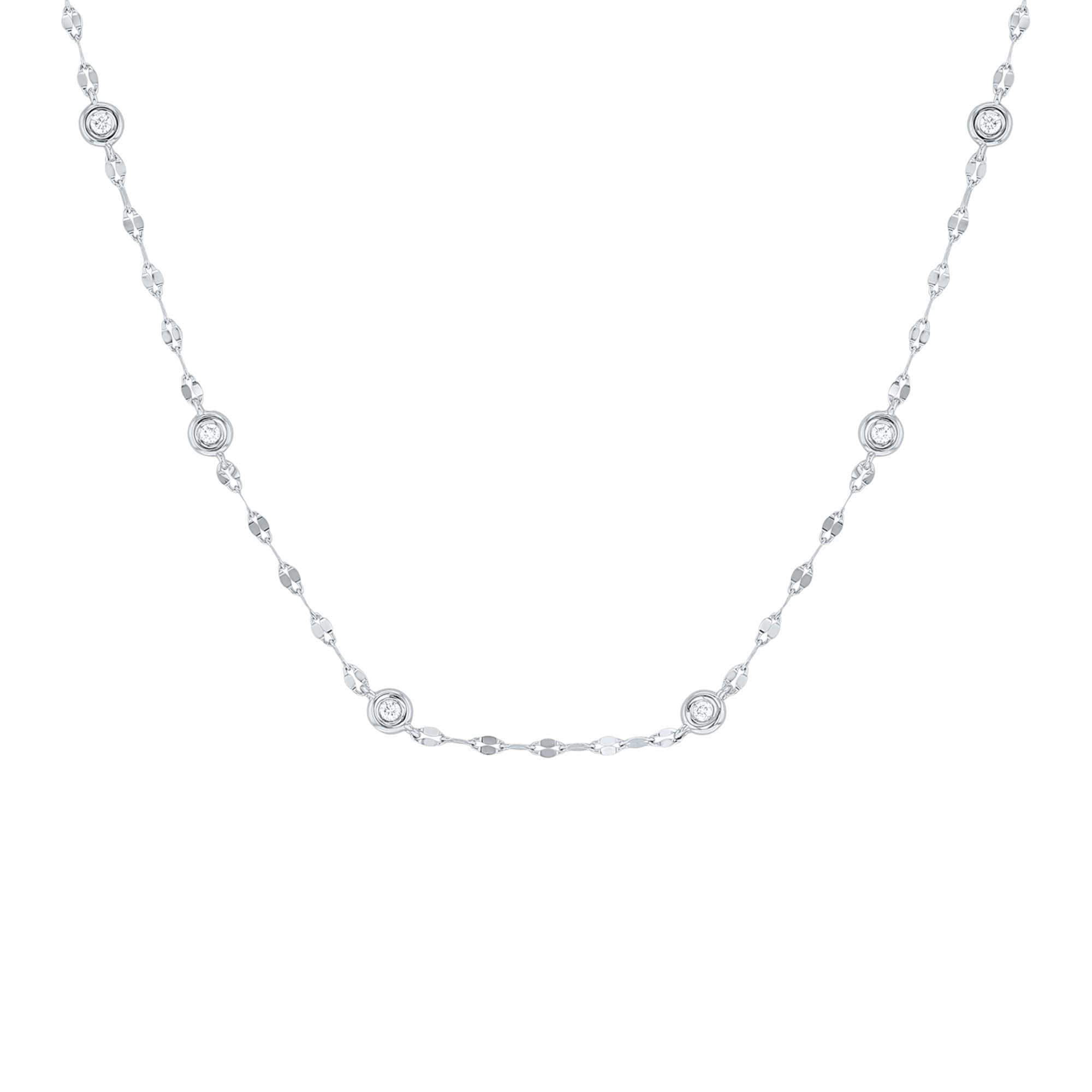 Bezel Station Sparkle Chain Diamond Necklace