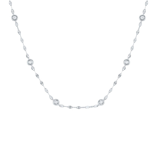 Bezel Station Sparkle Chain Diamond Necklace