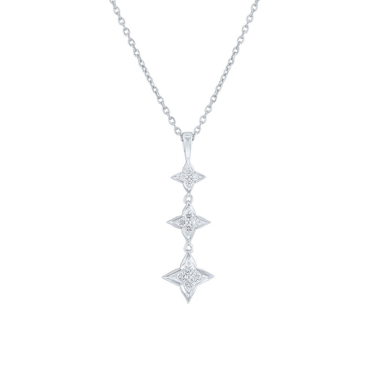 Silver Star of Hope Trio Drop Diamond Necklace