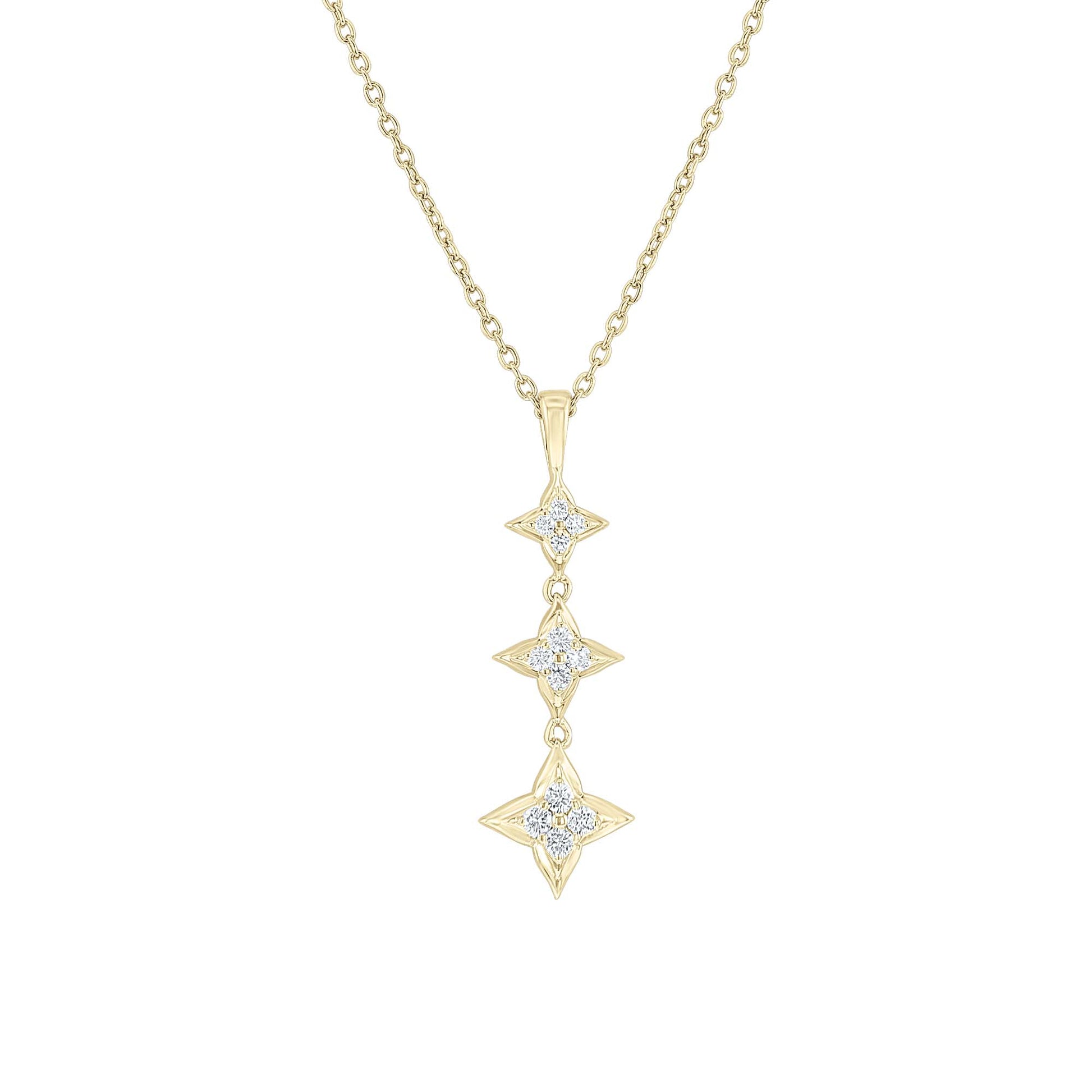 Silver Star of Hope Trio Drop Diamond Necklace