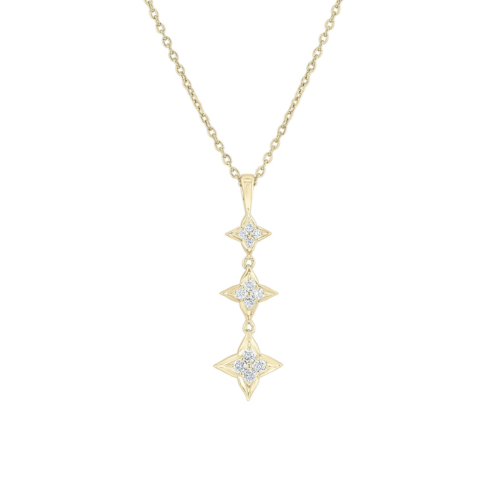 Silver Star of Hope Trio Drop Diamond Necklace
