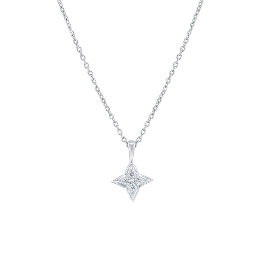 Silver Star of Hope Cluster Diamond Necklace- 1/10ct