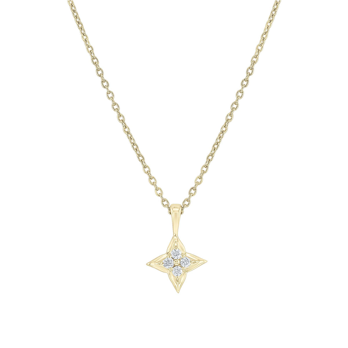 Silver Star of Hope Cluster Diamond Necklace- 1/10ct