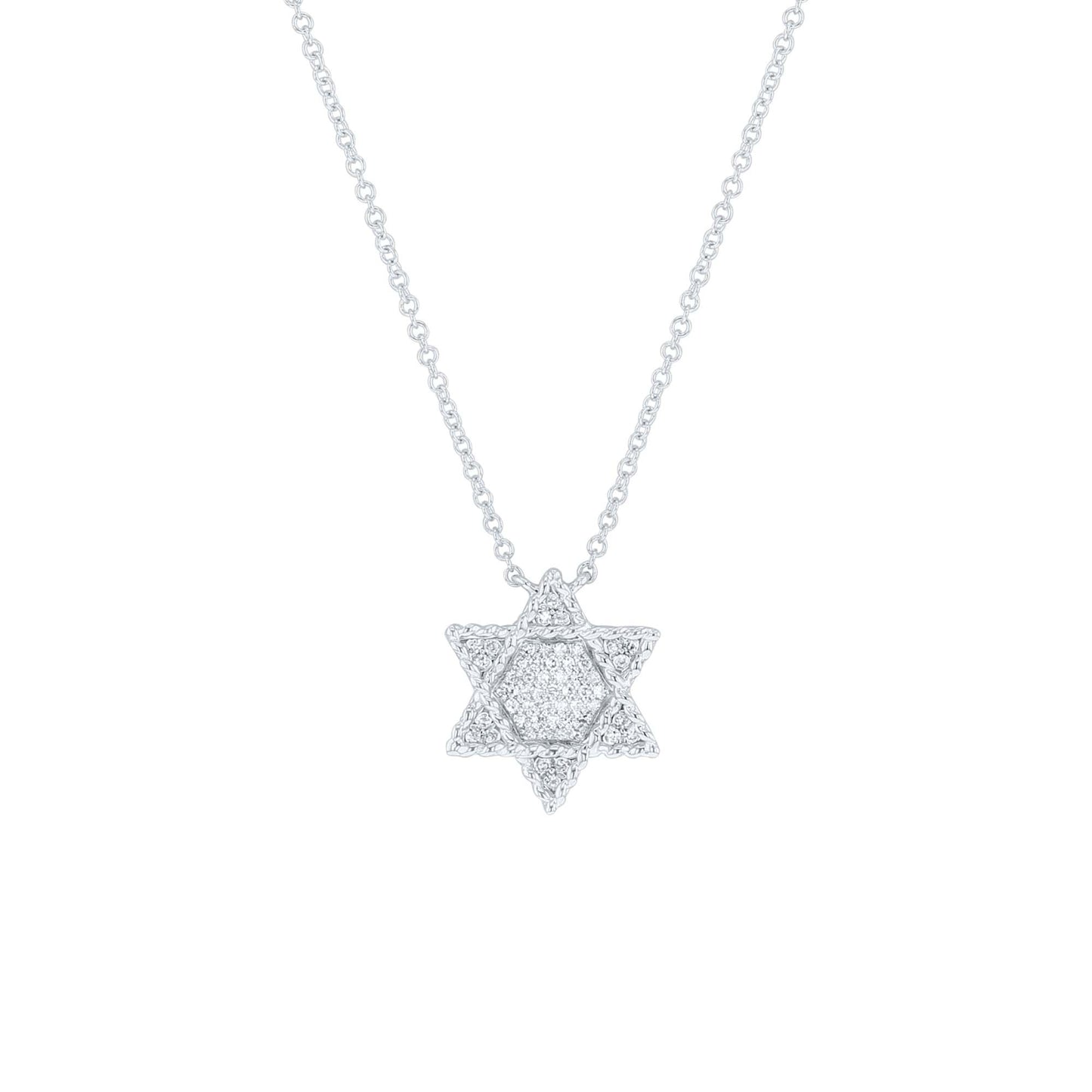 Textured Star of David Diamond Necklace