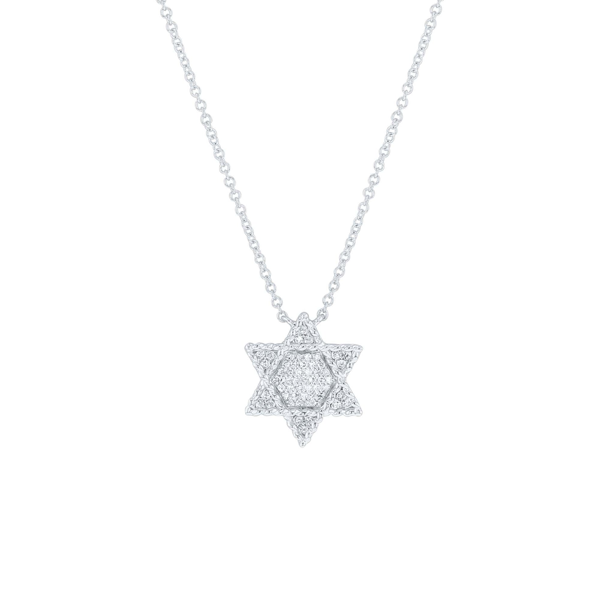 Textured Star of David Diamond Necklace