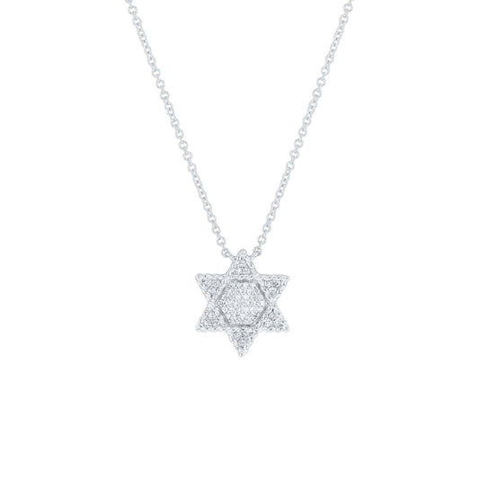 Textured Star of David Diamond Necklace